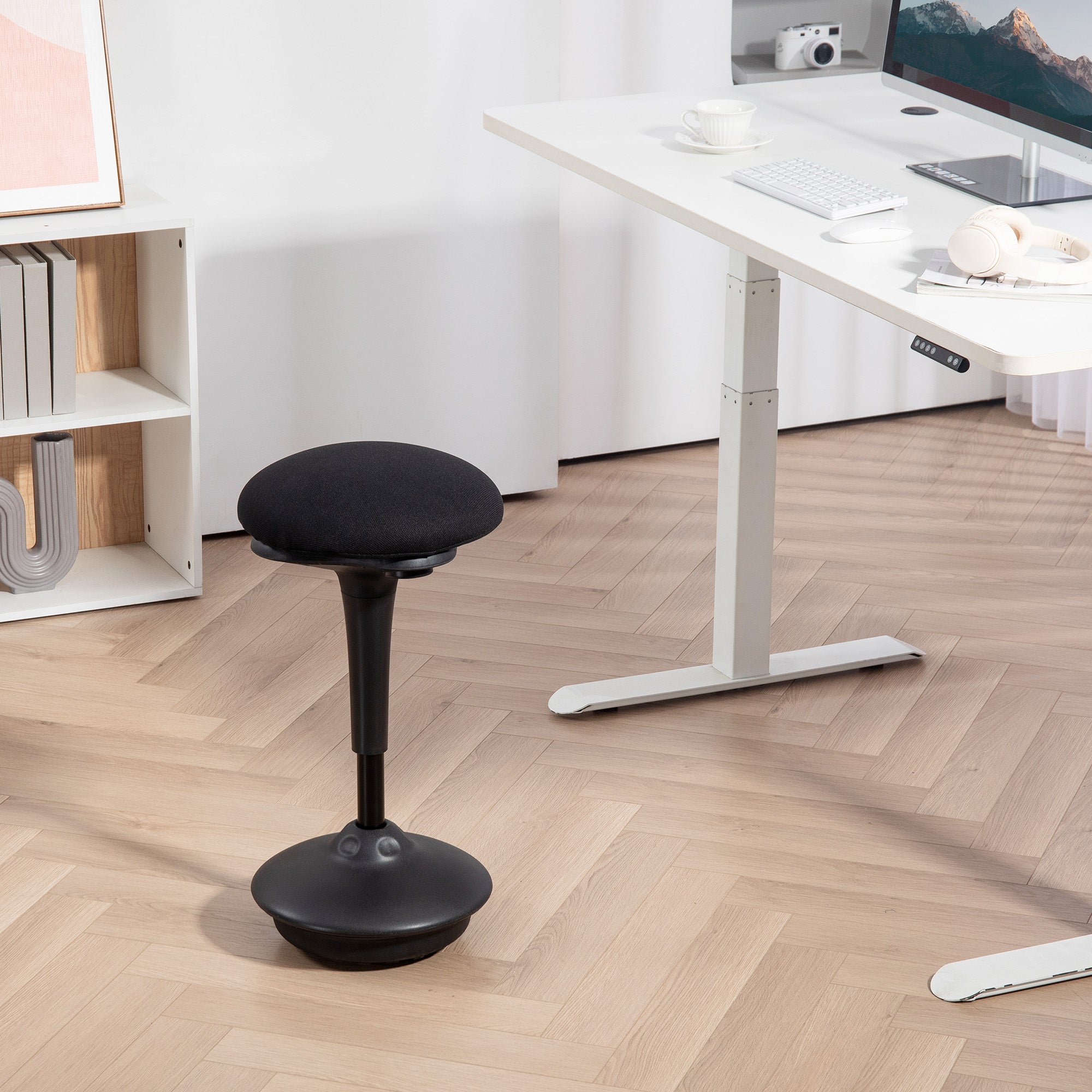 Backless Wobble Chair, Adjustable Active Ergonomic Stool Chair, with Rocking Motion, Padded, Black