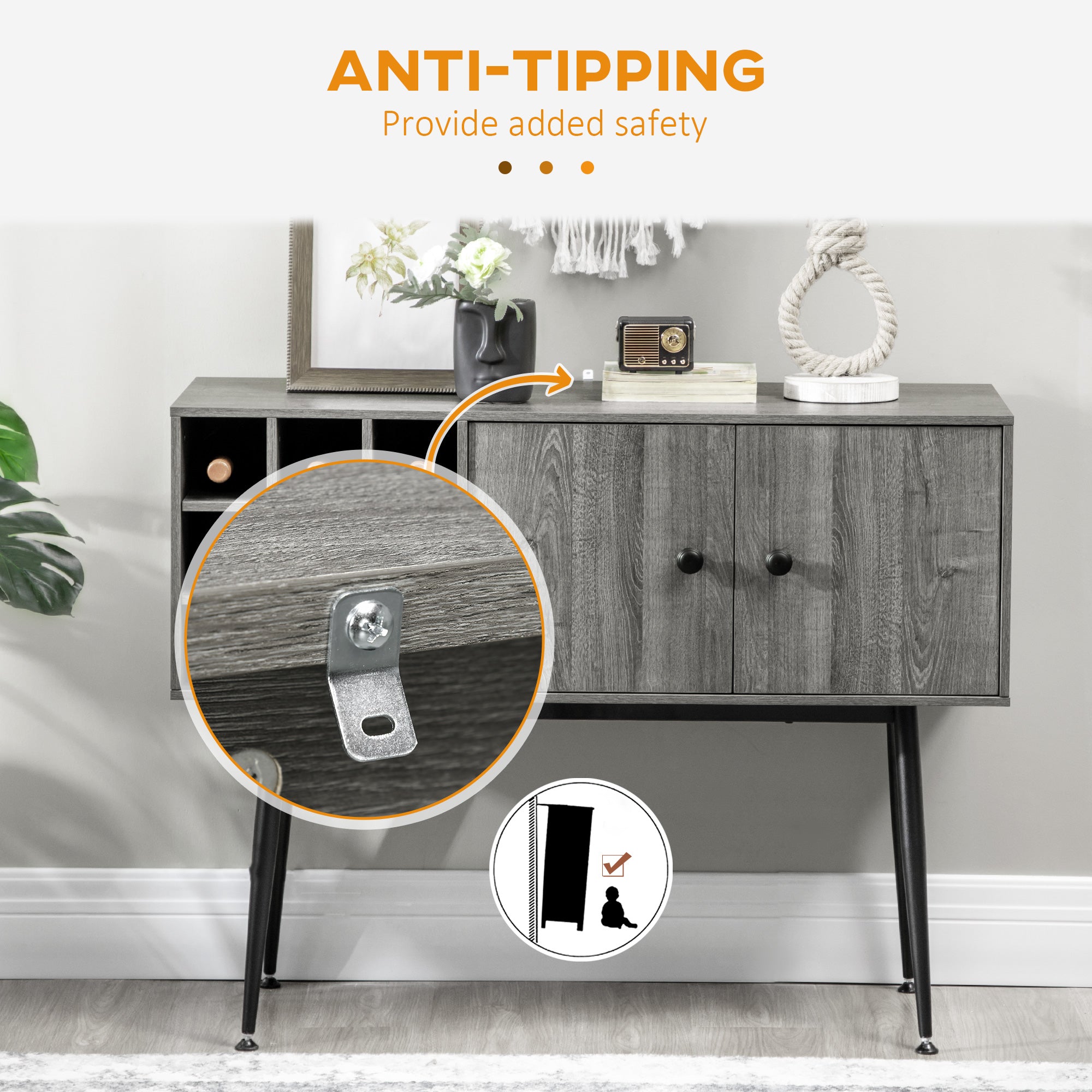 Coffee Bar Cabinet 9-Bottle Wine Rack and Adjustable Shelf, Sideboard Buffet Cabinet Wine Cabinet for Living Room