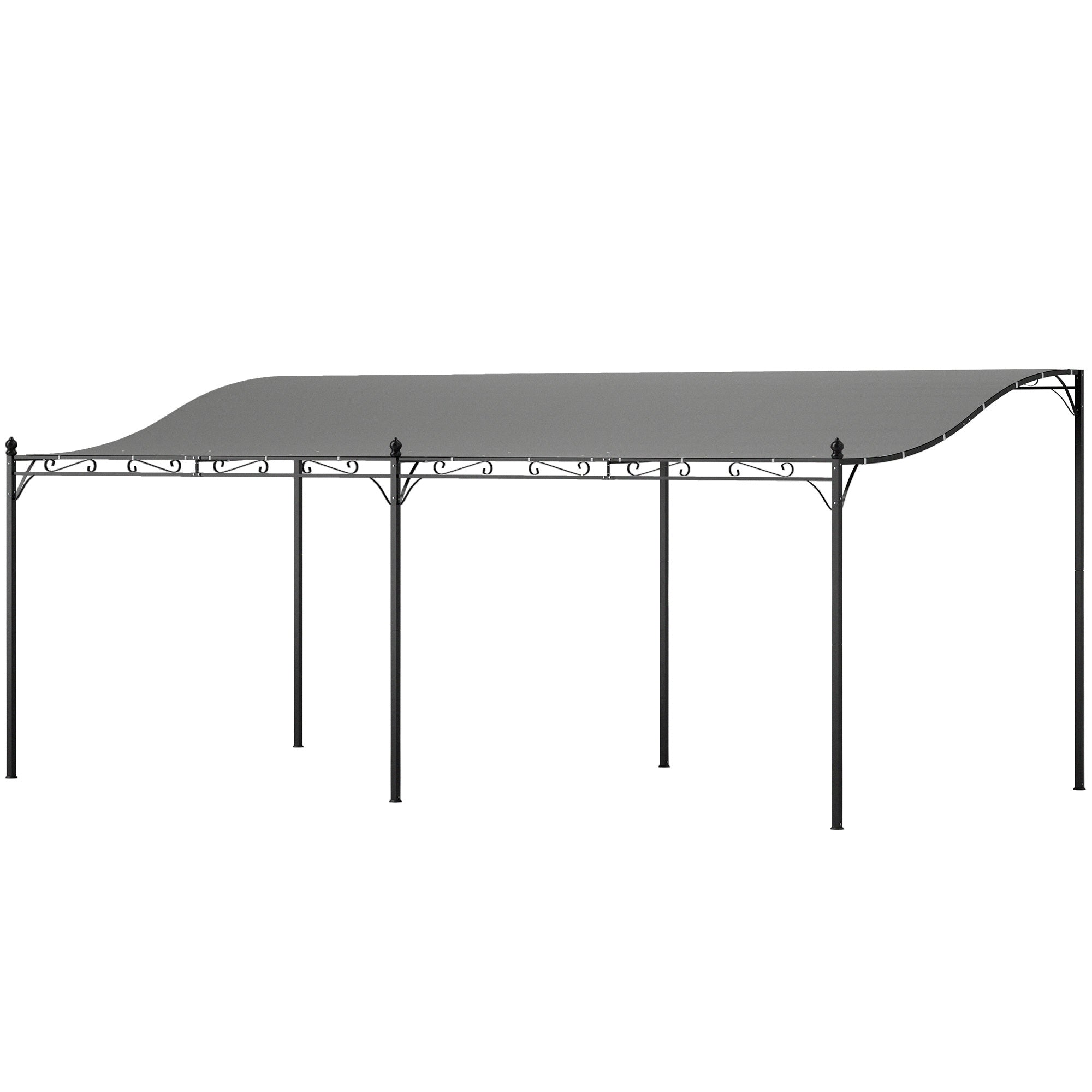 10' x 20' Wall-Mounted Outdoor Pergola Canopy, Metal Patio Canopy with Drainage Holes for Backyard, Garden, Dark Gray