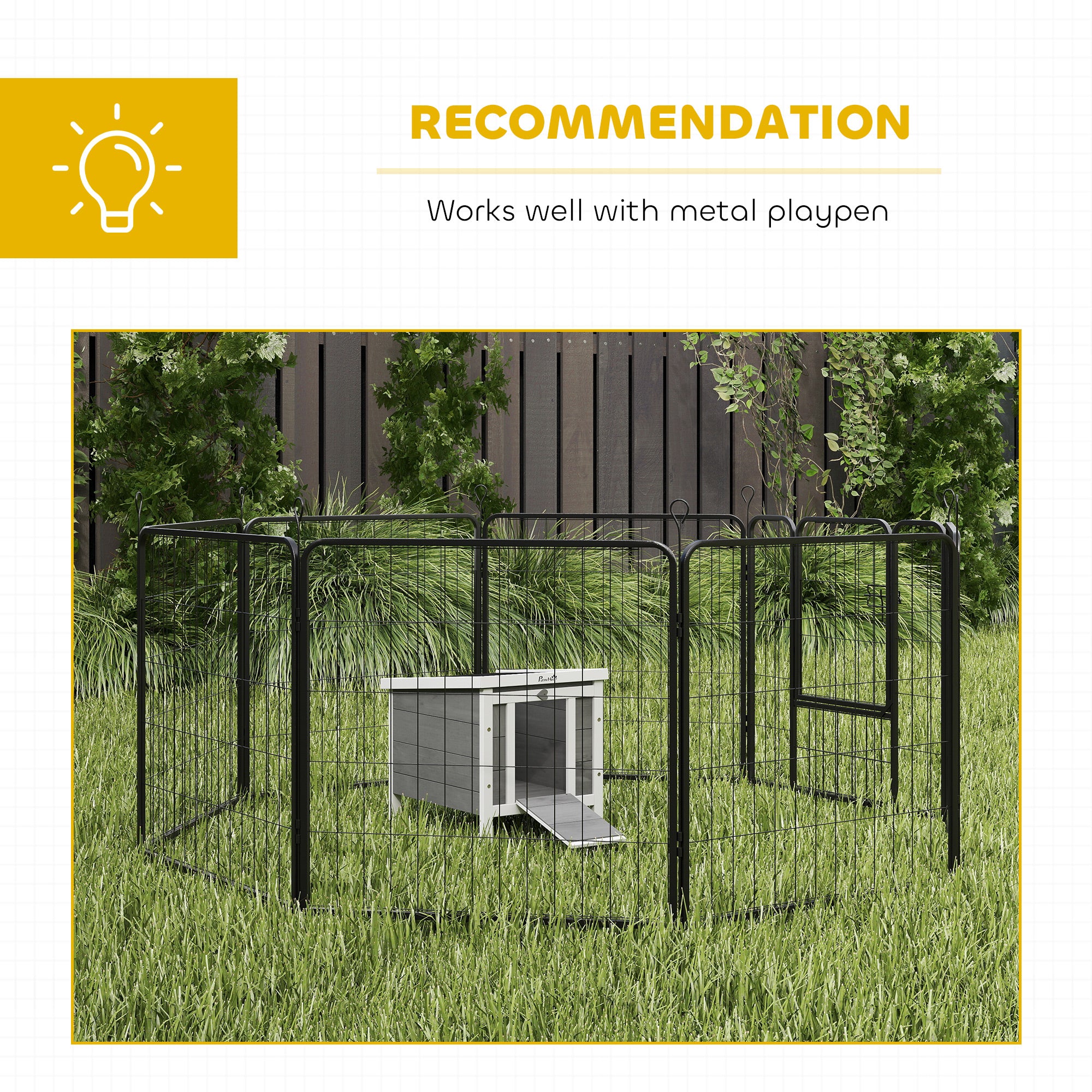 Small Wooden Rabbit Hutch Bunny Cage Guinea Pig Cage Duck House Dog House with Openable & Waterproof Roof, for Rabbits, Chickens, Ducks, Gray - Grey - Image 7
