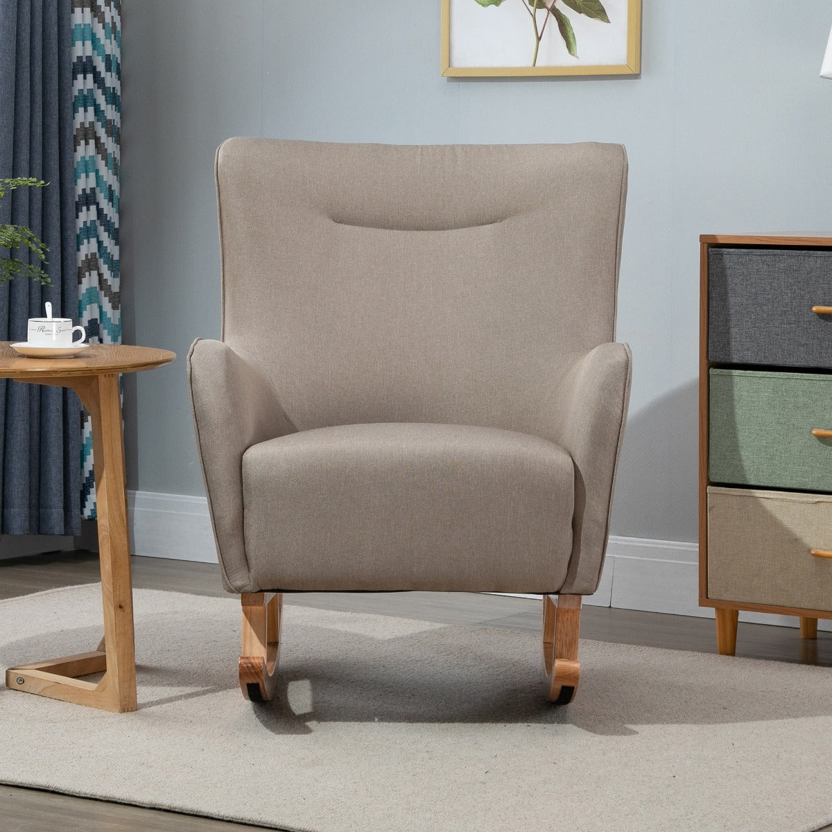 Modern Rocking Chair Sofa Armchair Modern Accent Chair, Greige