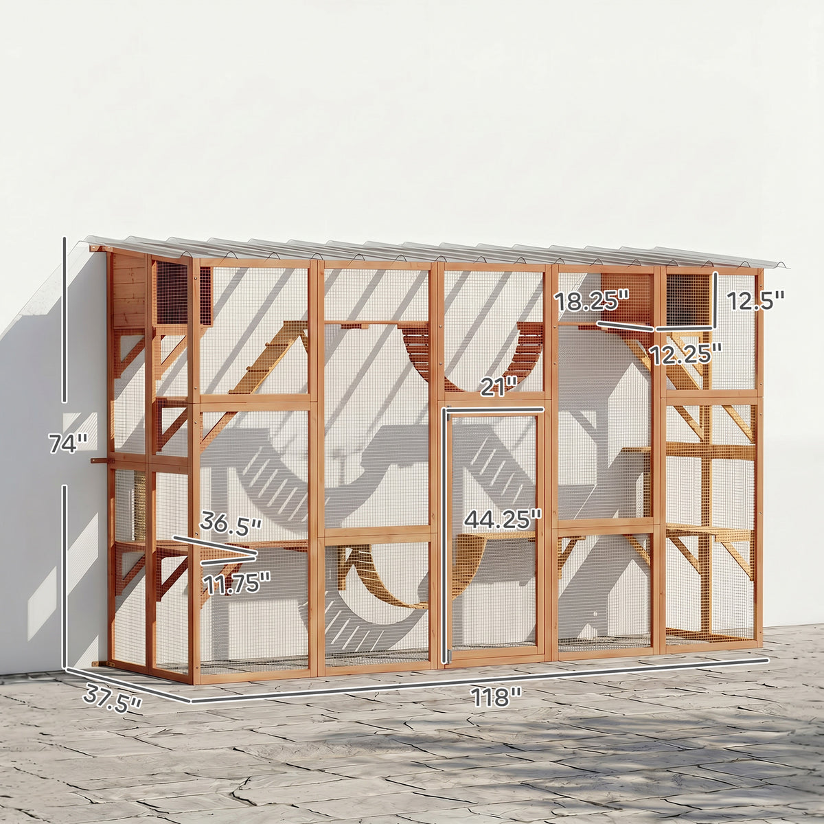 Catio Playground Cat Window Box Outside Enclosure for Multiple Cats w/ Shelves & Bridges, Orange