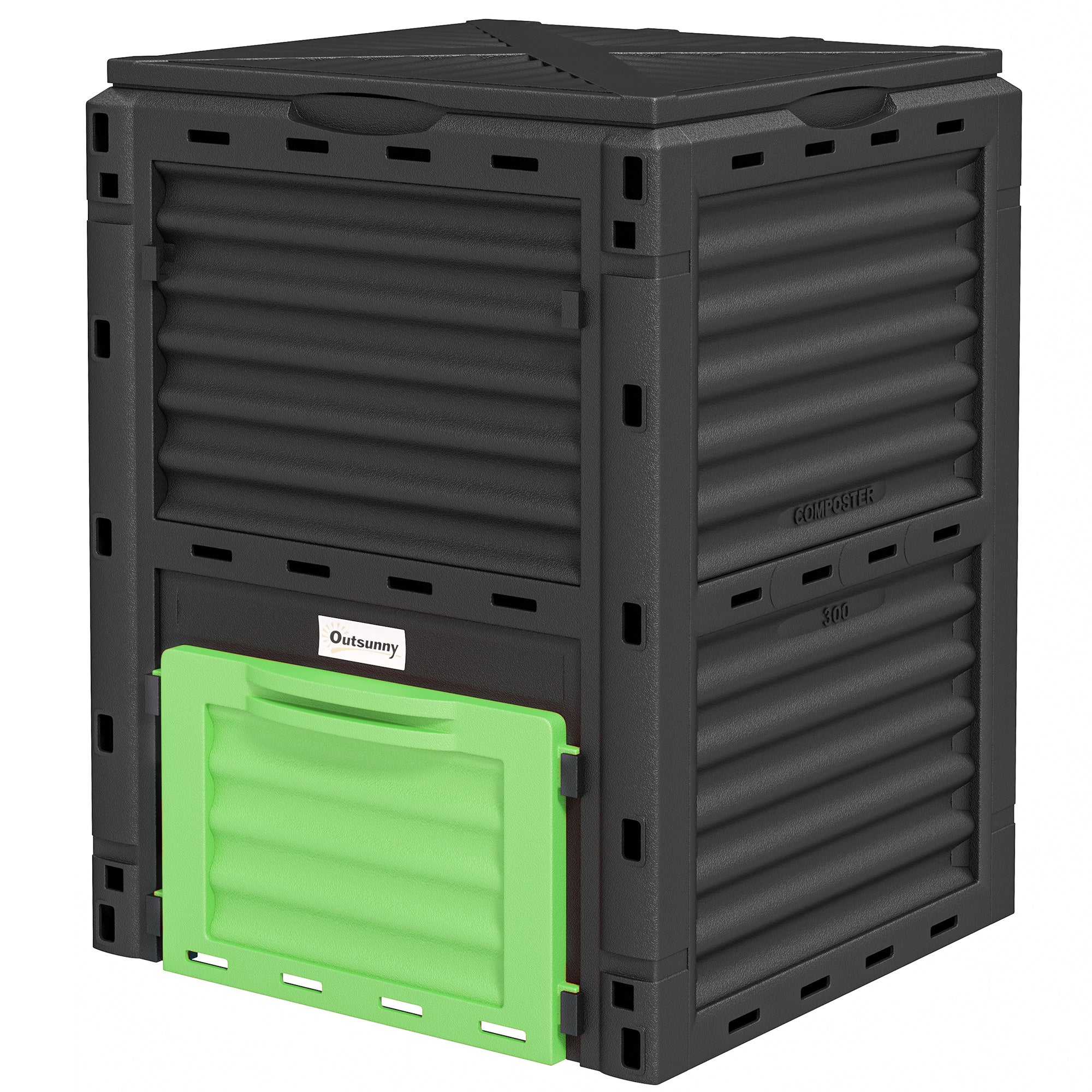 Garden Compost Bin 80 Gallon Outdoor Large Capacity Composter Fast Create Fertile Soil Aerating Box, Green - Green