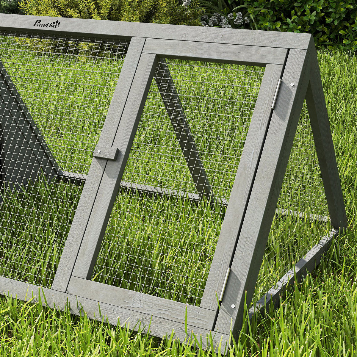 Rabbit Hutch, Wooden Guinea Pig Hutch with Run and Doors, Outdoor Triangle Bunny House for Rabbits,Duck and Chicken