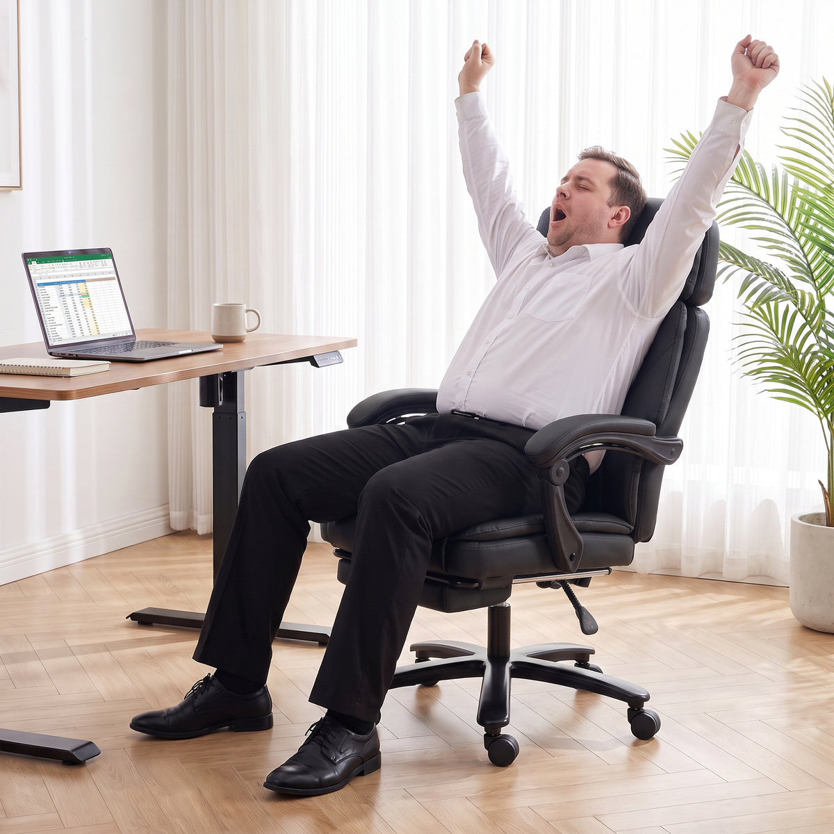 Massage Office Chair with Heat, 400lbs Heavy Duty Desk Chair with Adjustable Headrest, Reclining, Footrest, Black