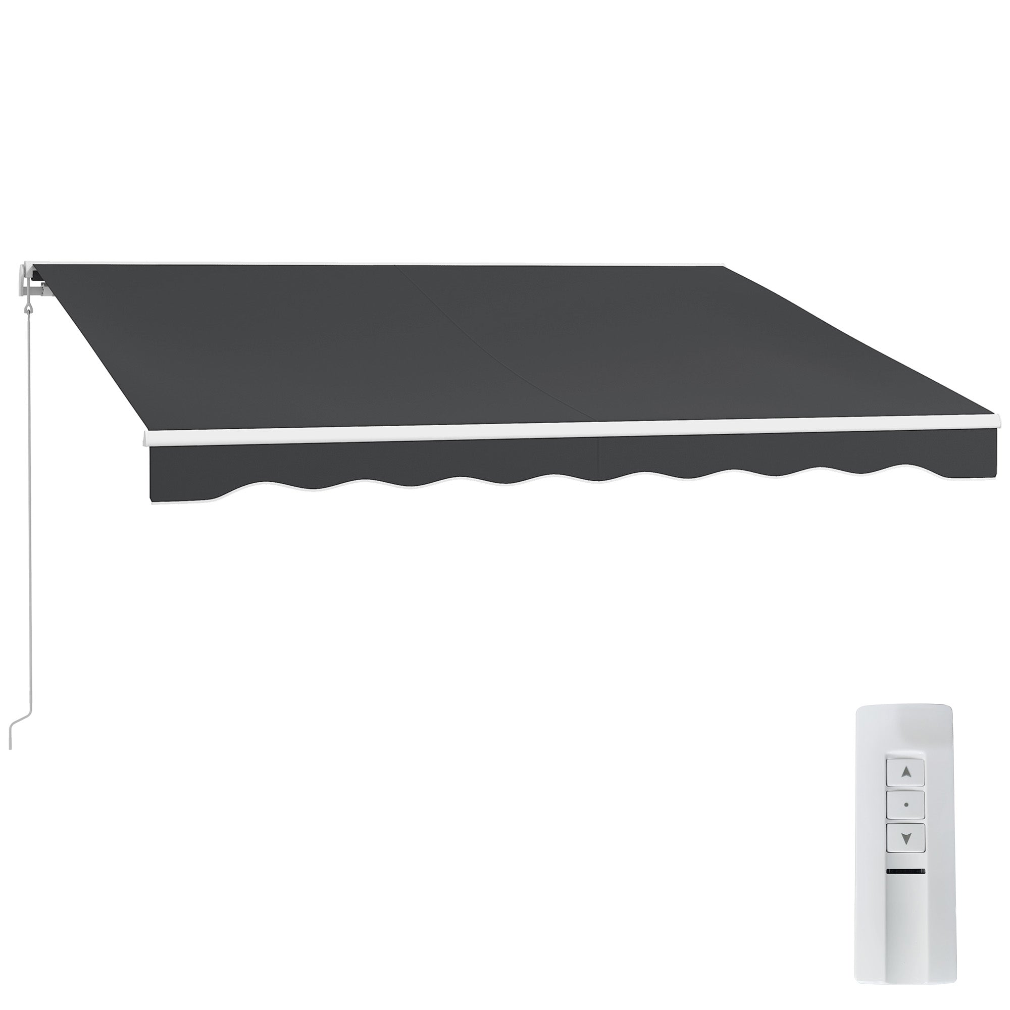 10' x 8' Electric Retractable Awning, Sun Shade Shelter,Remote Controller and Crank Handle for Deck, Balcony, Yard,