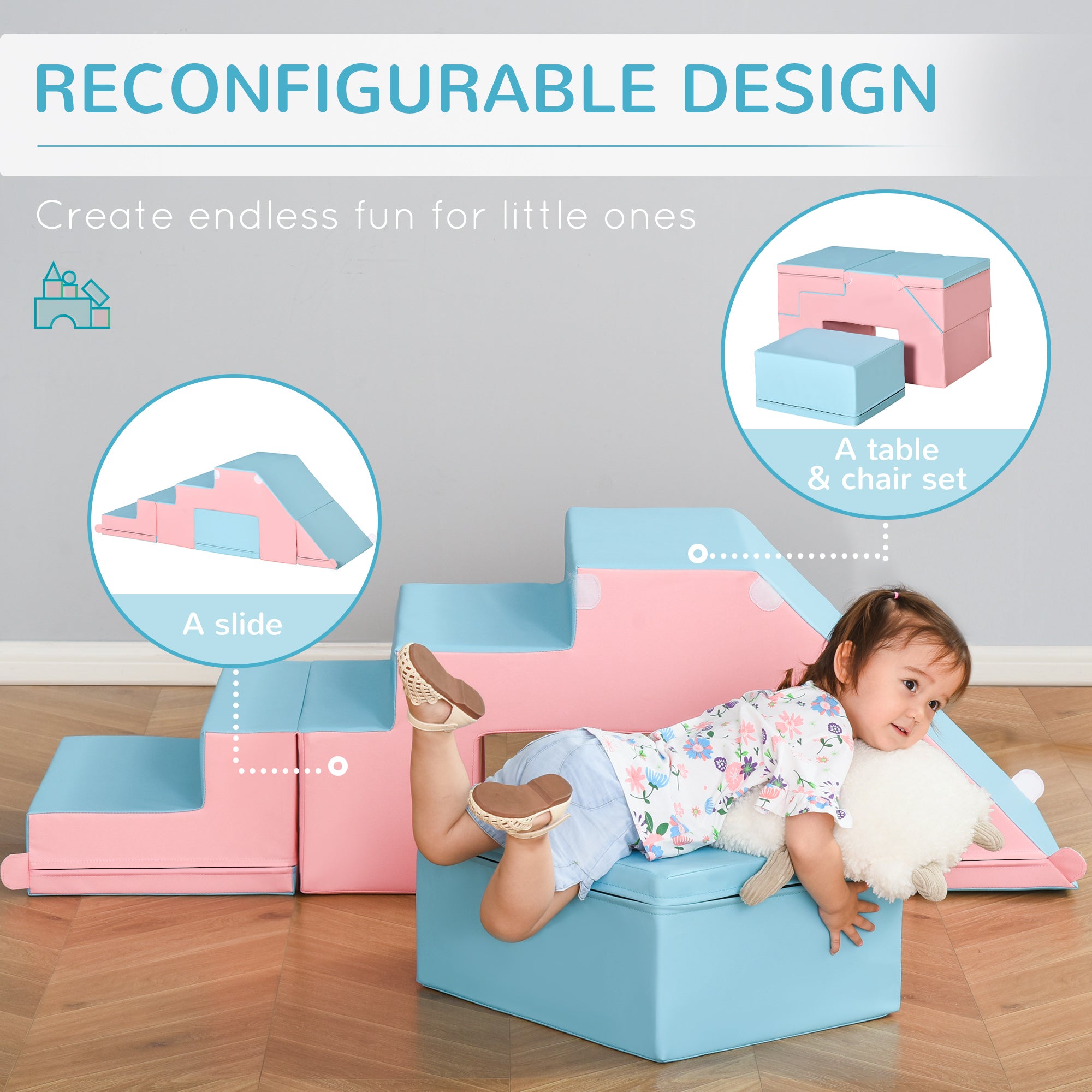 2 Piece Foam Climbing Toys for Toddlers 1-3 Years to Slide, Climb and Crawl, Multicolor