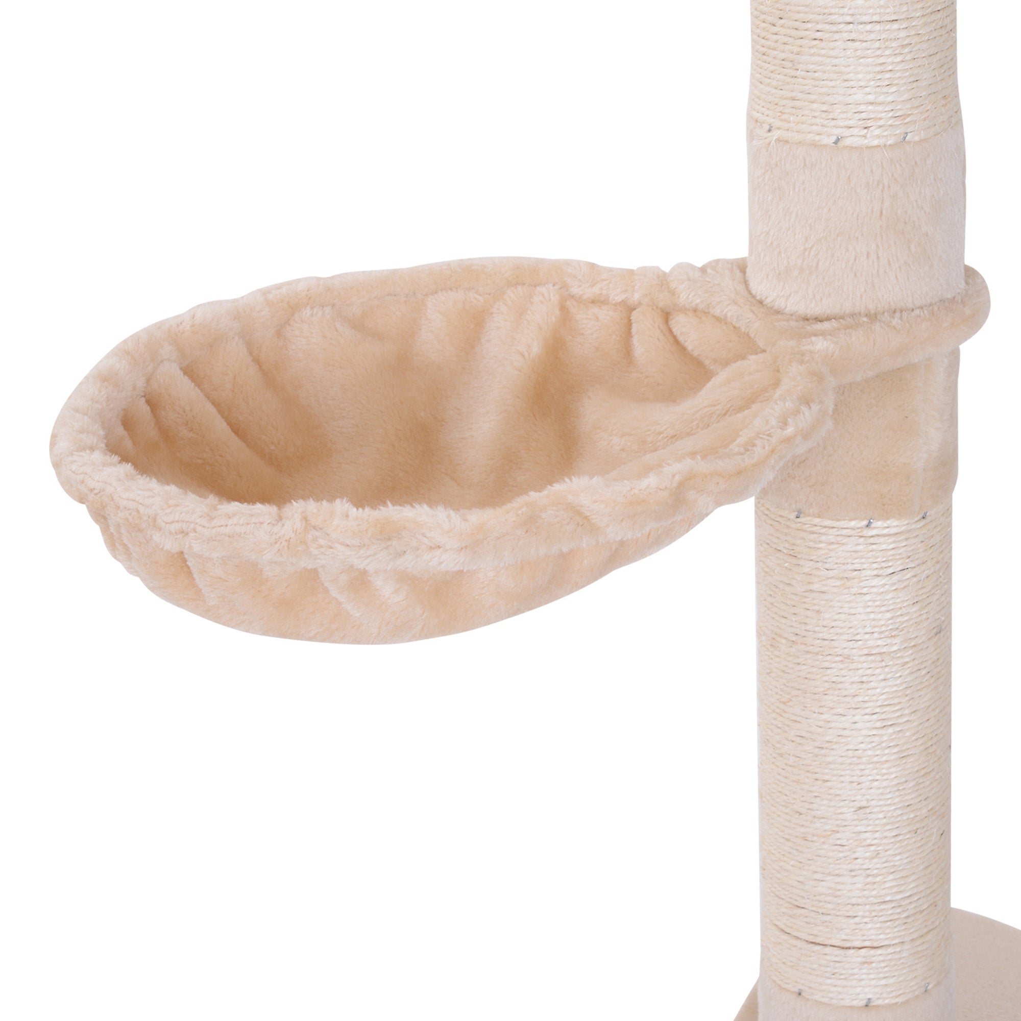 102" Adjustable Height Floor to Ceiling Cat Tree, 5 Level Cat Tower with Scratching Posts, Hammock, Beige - Beige - Image 8