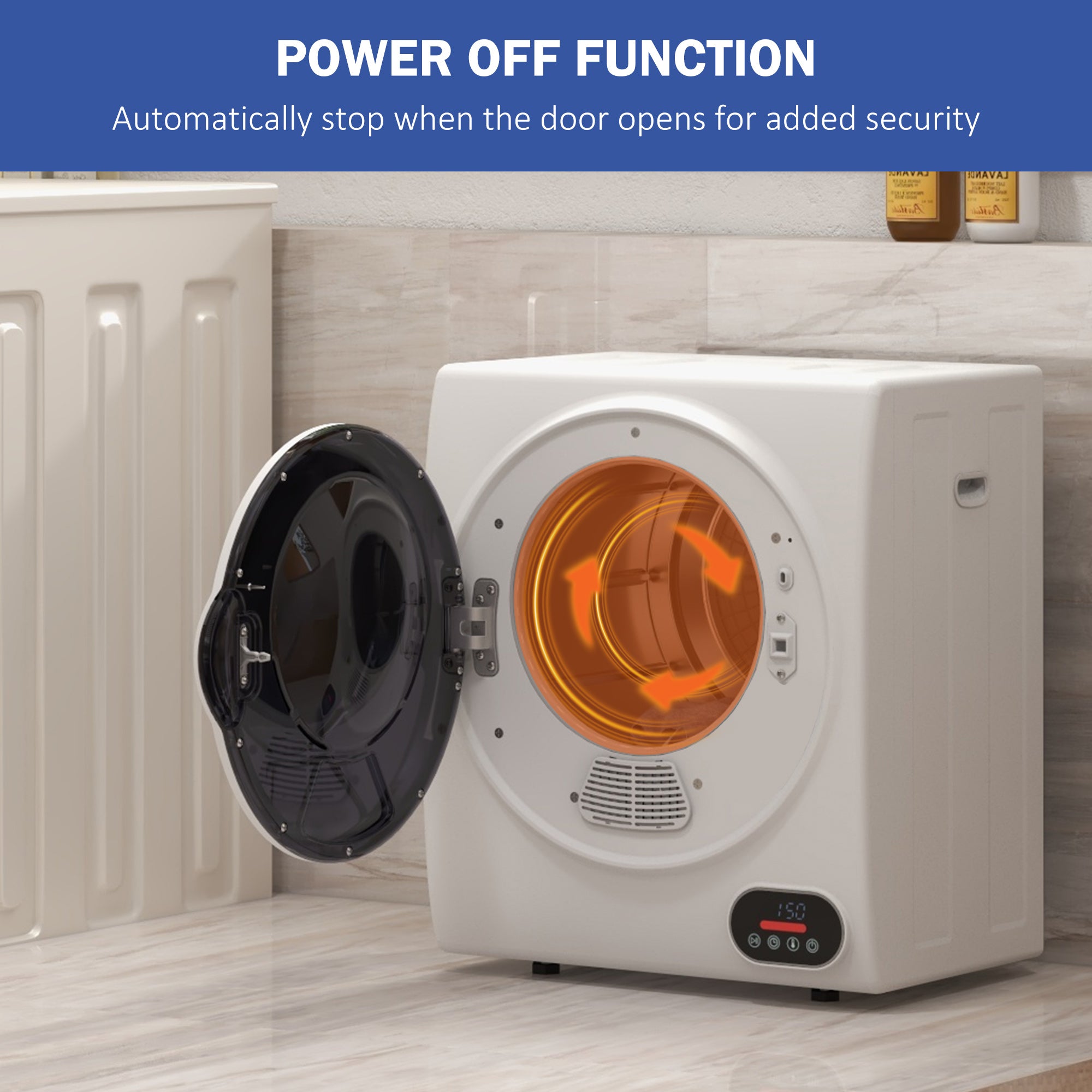 1.5 cu.ft Portable Compact Clothes Laundry Dryer with Intelligent Drying for Apartments Dorms RVs, 850W, White