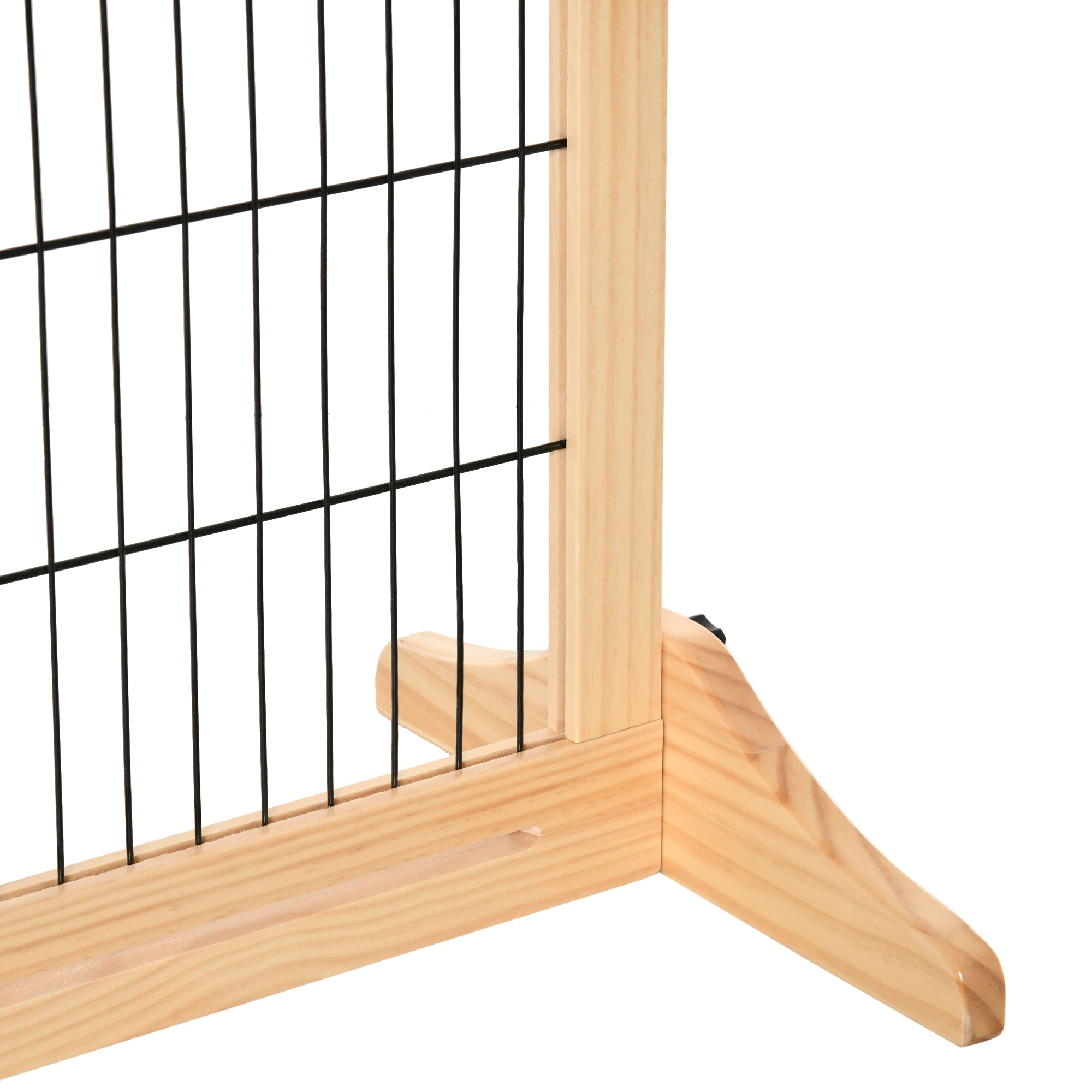 71" W x 27" H Extra Wide Freestanding Pet Gate with Adjustable Length Dog, Cat, Barrier for House, Doorway, Hallway, Natural - Natural Wood - Image 8