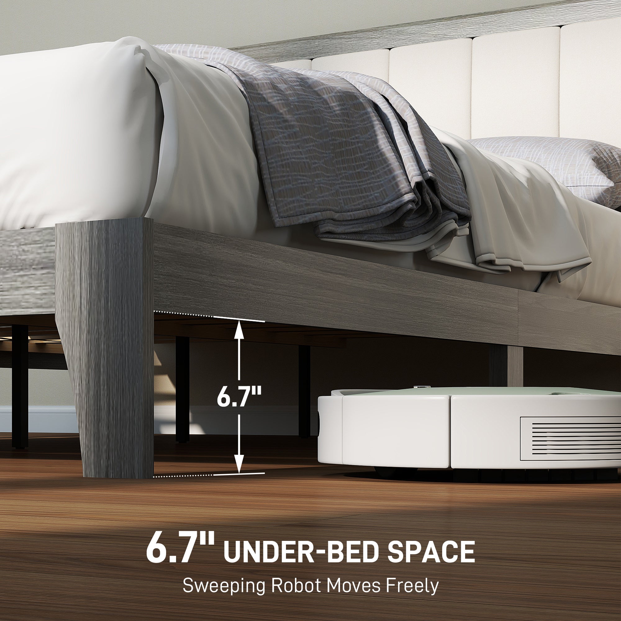 Queen Bed Frame with Headboard Queen Platform Bed Frame with Wooden Slats No Box Spring Needed Easy Assembly Gray