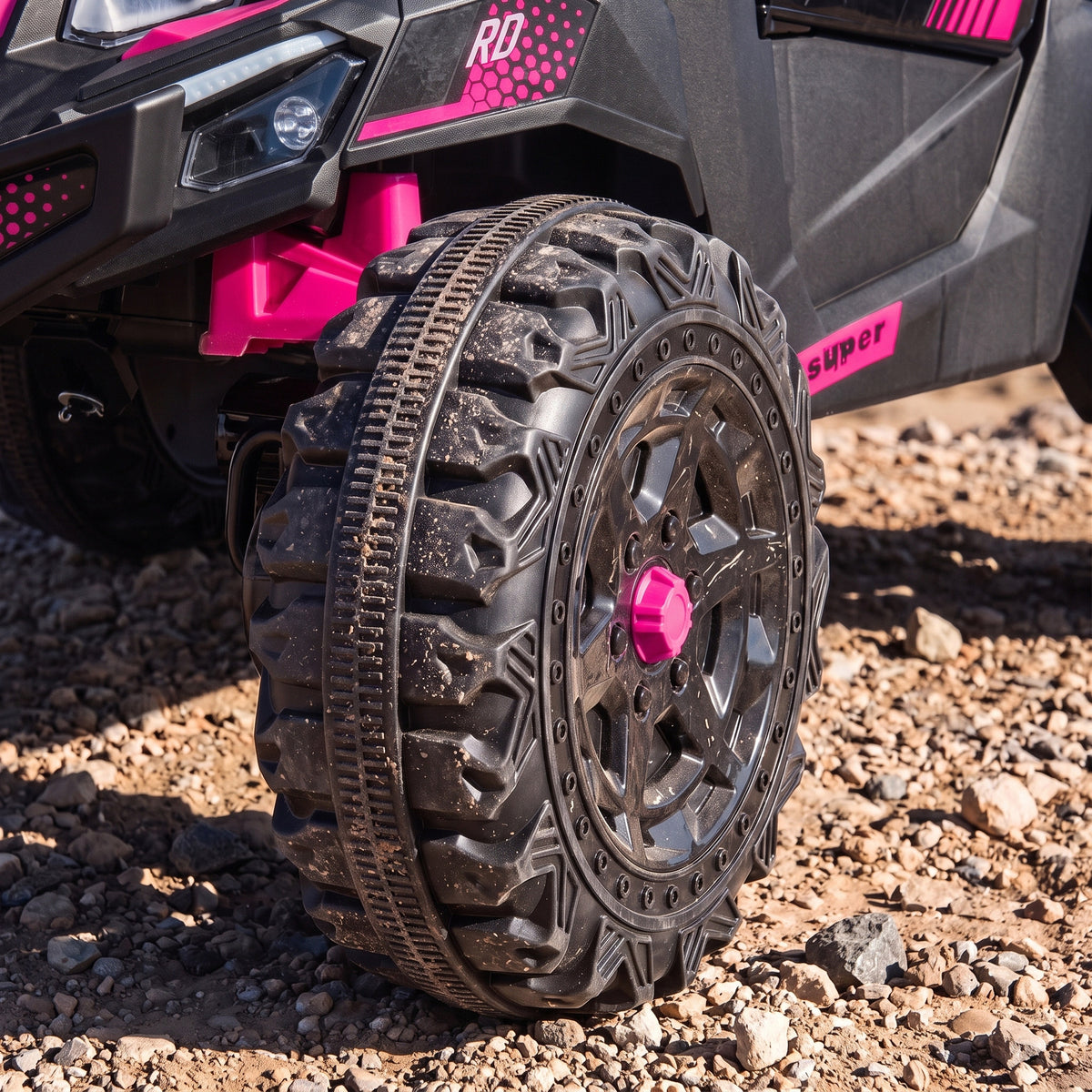 24V 2 Seater Ride On Truck Car for Big Kids with Remote Control, Dual Motors, 4-Wheel Suspension for Ages 3-8, Pink