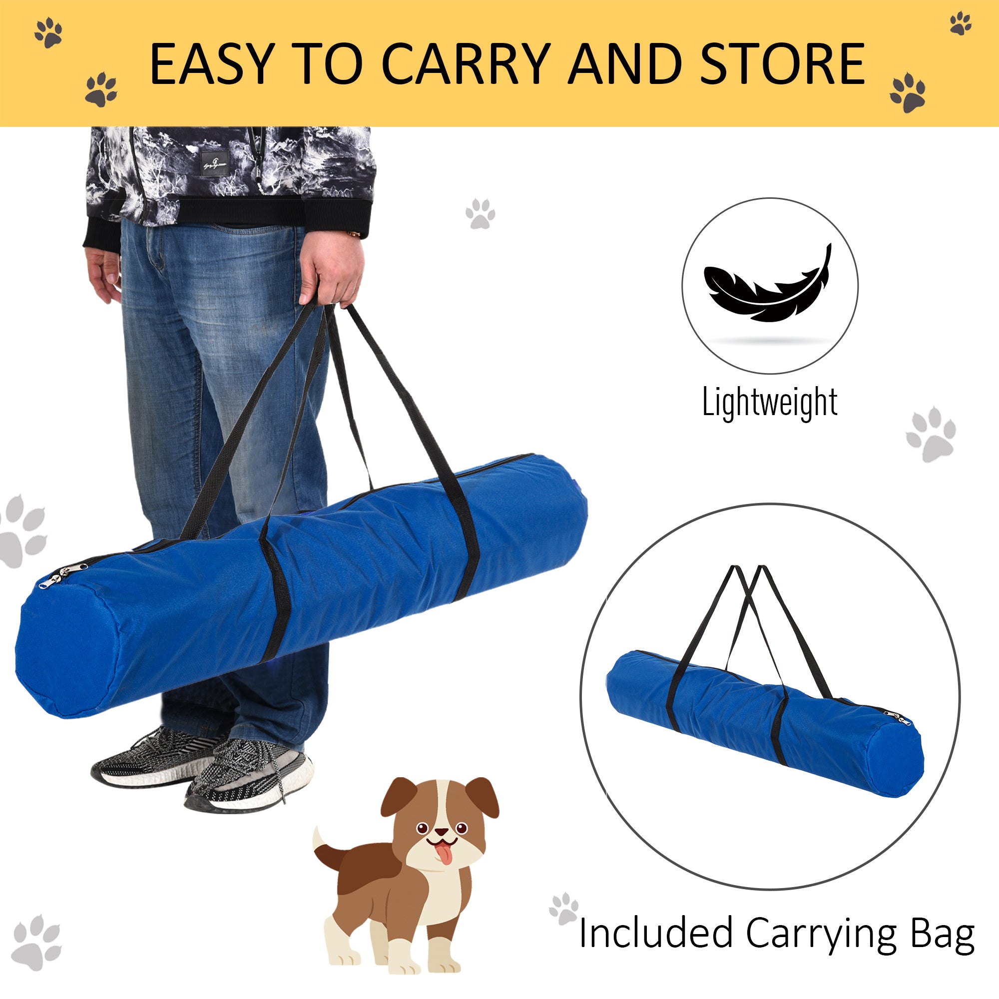 4 Piece Dog Agility Starter Kit with Adjustable Height Jump Bars, Included Carry Bag & Displacing Top Bar - Blue - Blue - Image 6