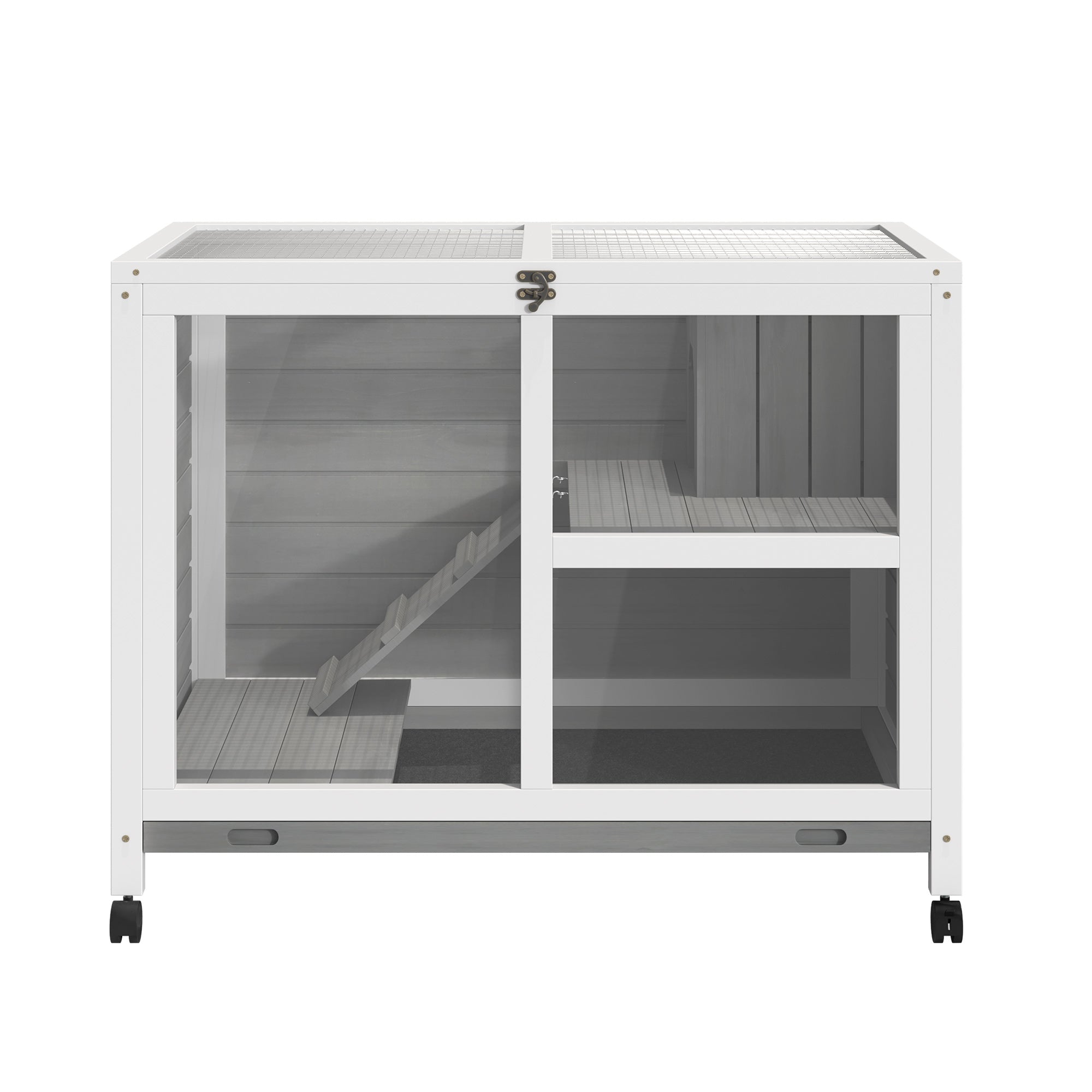 Desk/Table Sized Rabbit Hutch with Wheels - Grey - Image 8