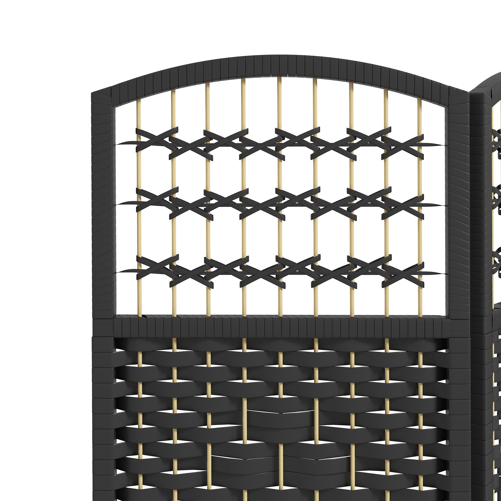 3 Panel Folding Room Divider Portable Privacy Screen Wave Fiber Room Partition for Home Office Black