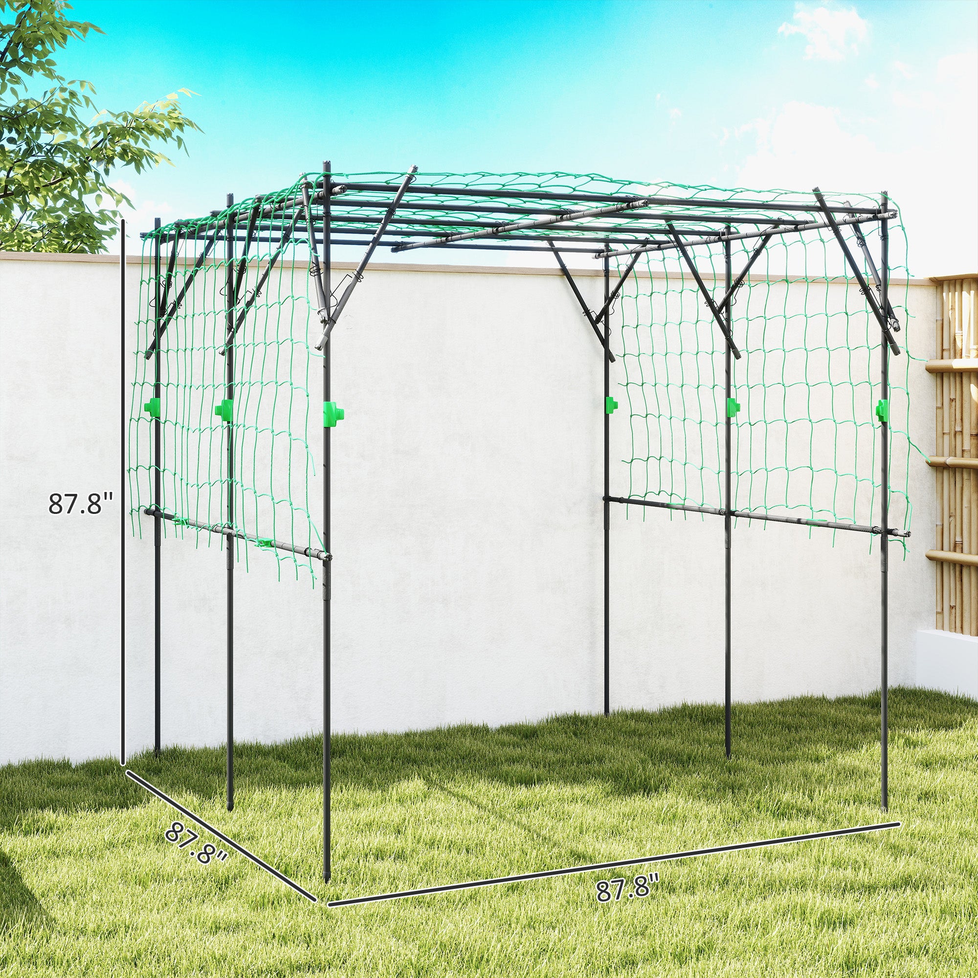 Garden Arch Trellis, 7.3 FT Tall Metal Plant Trellis Support with Climbing Net, Cucumber Trellis for Vegetables, Black - Black - Image 3