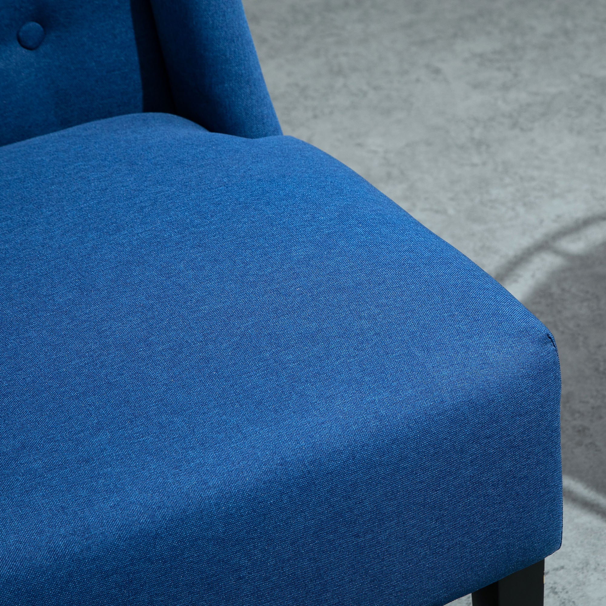 Armless Couch Wingback Double Sofa Linen Fabric Upholstery Button Tufted Loveseat Modern Living Room Settee, Blue