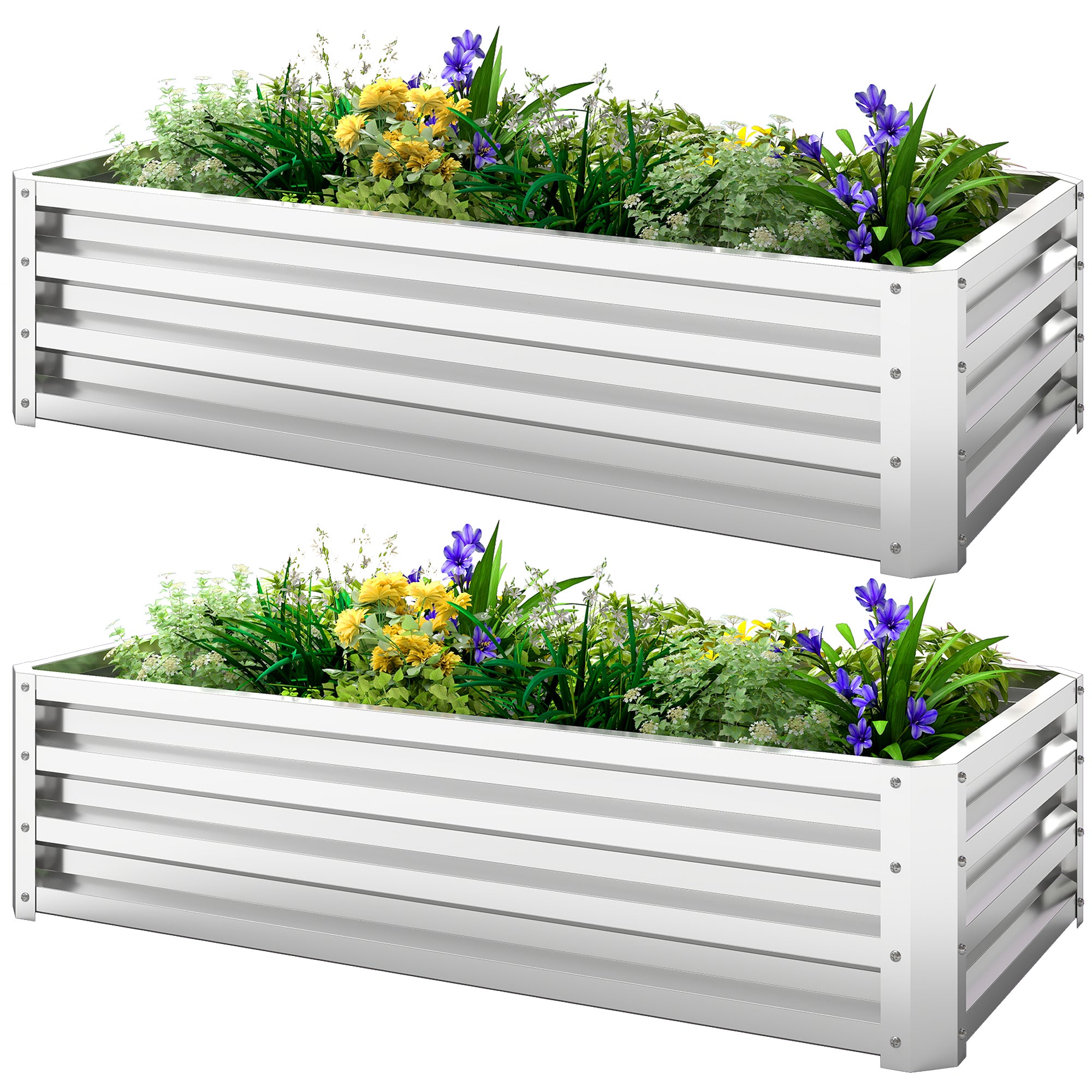 Galvanized Raised Garden Bed, 4' x 2' x 1' Metal Planter Box, for Growing Vegetables, Flowers, Herbs, Succulents, Silver - Silver