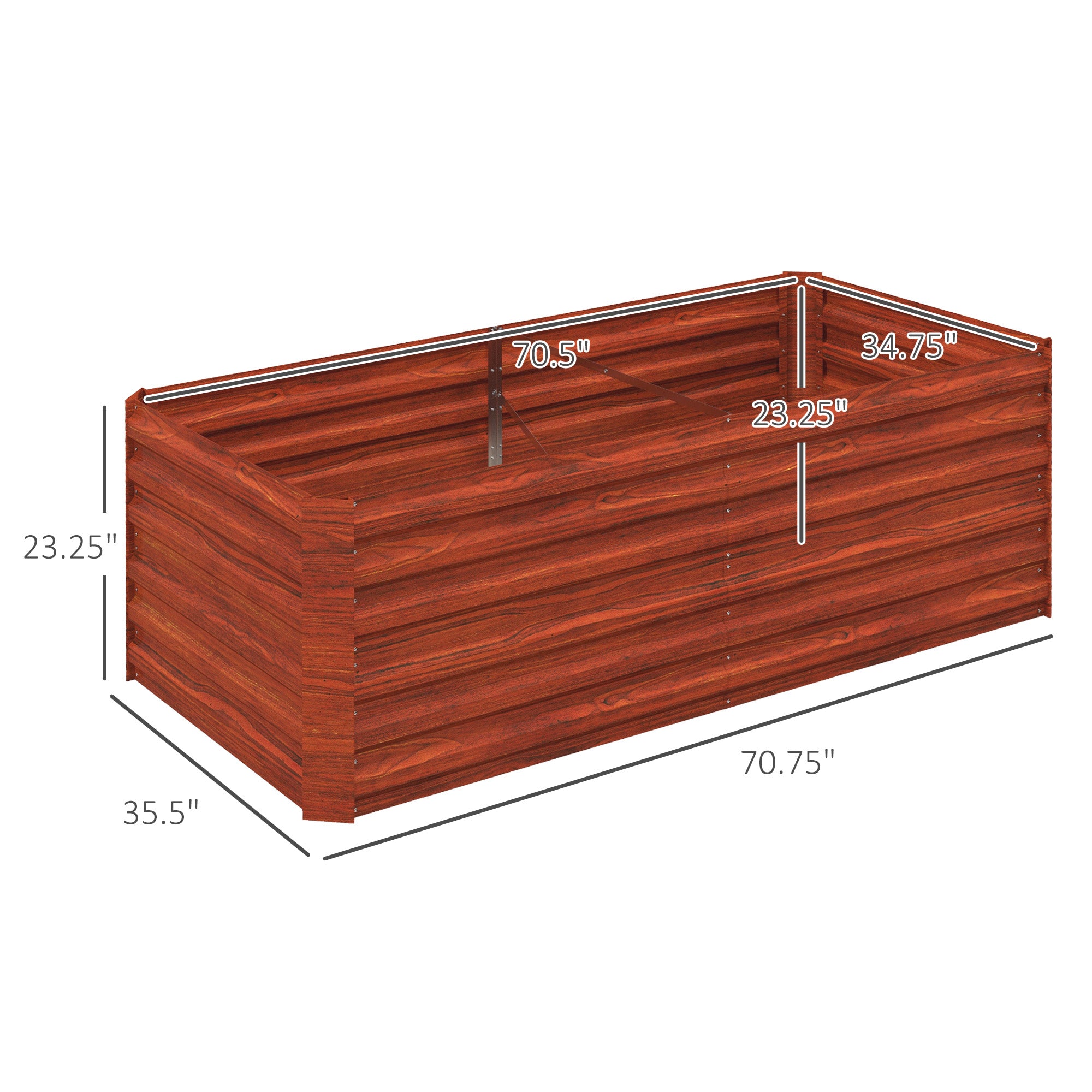 Galvanized Raised Garden Bed, Steel Outdoor Planters with Reinforced Rods, 71" x 36" x 23", Dark Brown - Dark Brown - Image 3