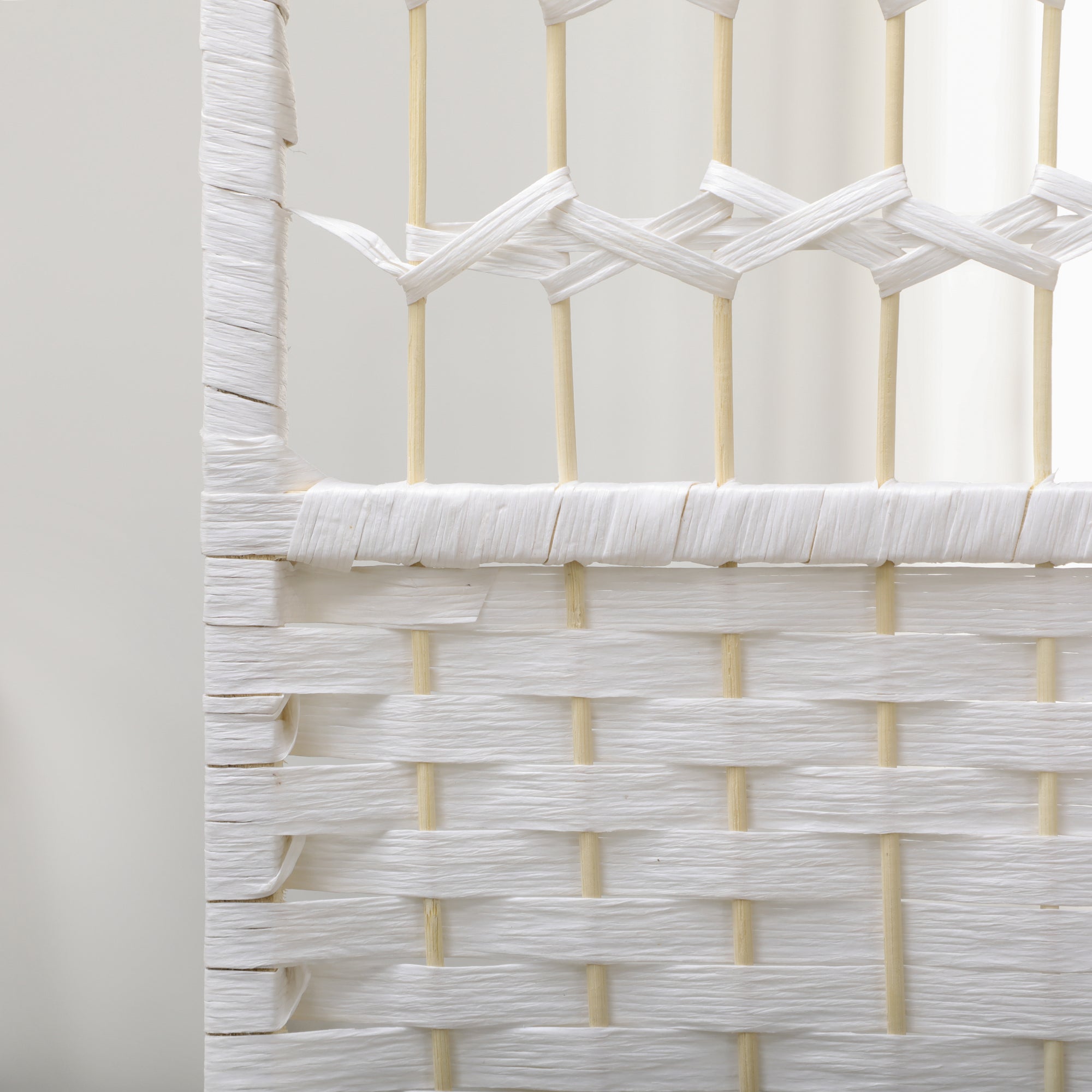 6 Panel Folding Room Divider Portable Privacy Screen Wave Fiber Room Partition for Home Office White