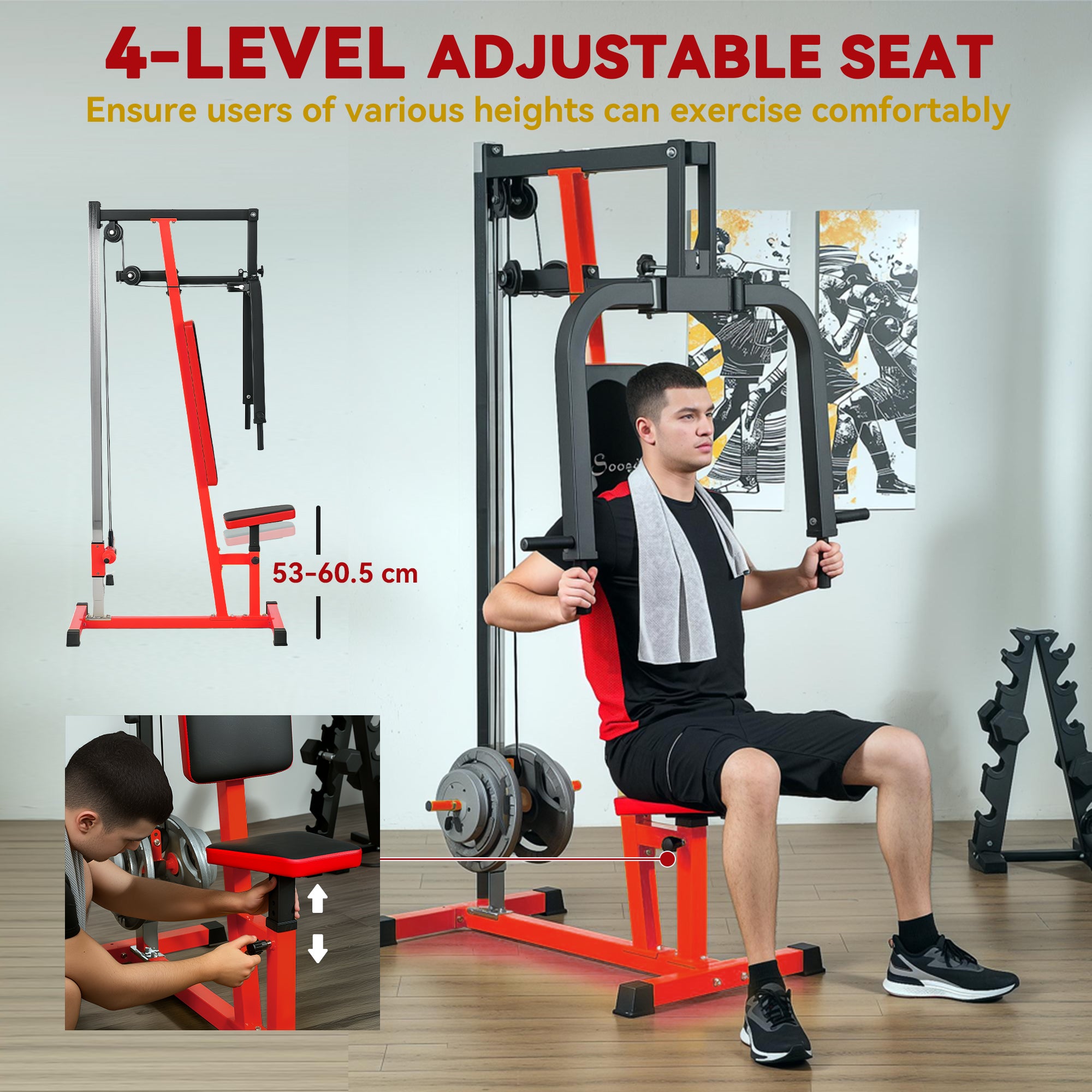 Chest Fly and Chest Press Machine for Back, Pectoral, Rear Deltoid and Shoulder Training, Red