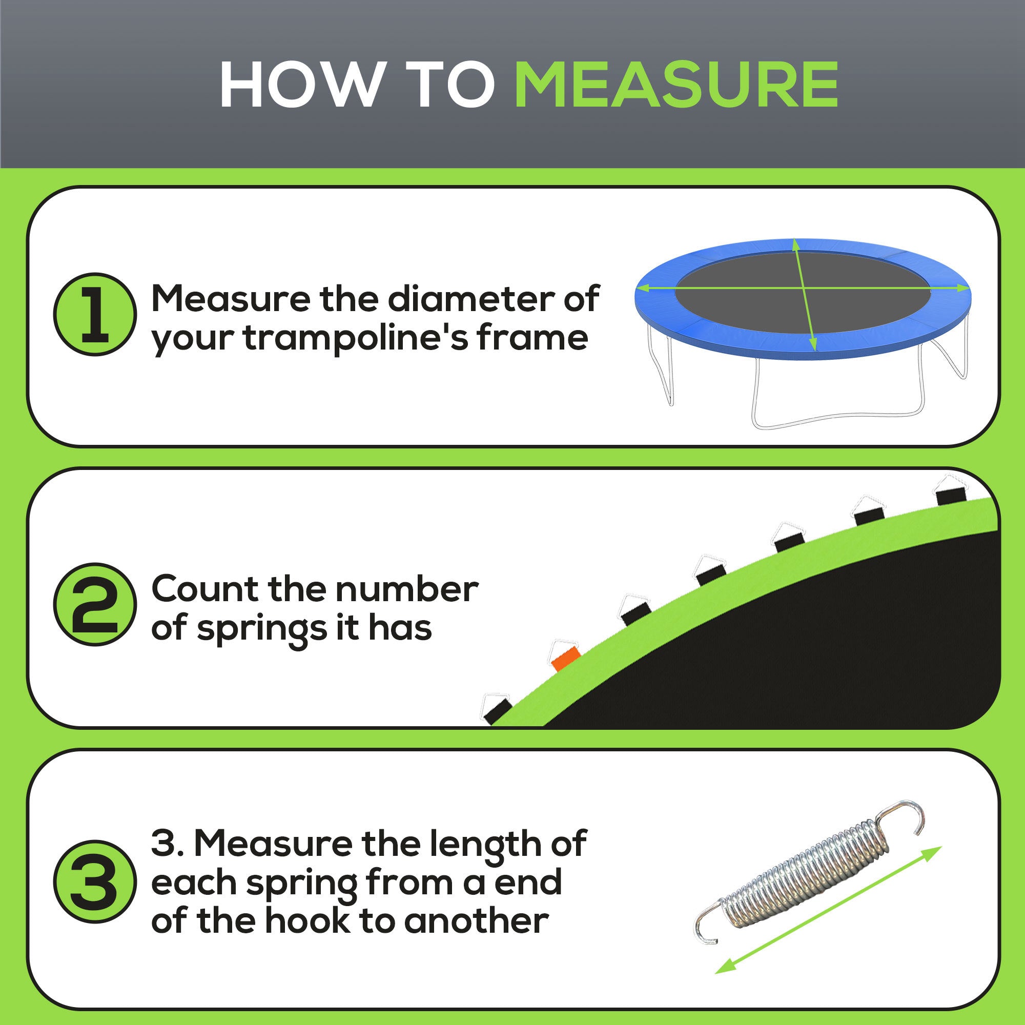 Trampoline Replacement Mat, Fits 12' Trampoline w/ 72 V-Hooks & 5.5" Springs (Spring & Frame not Included), Green