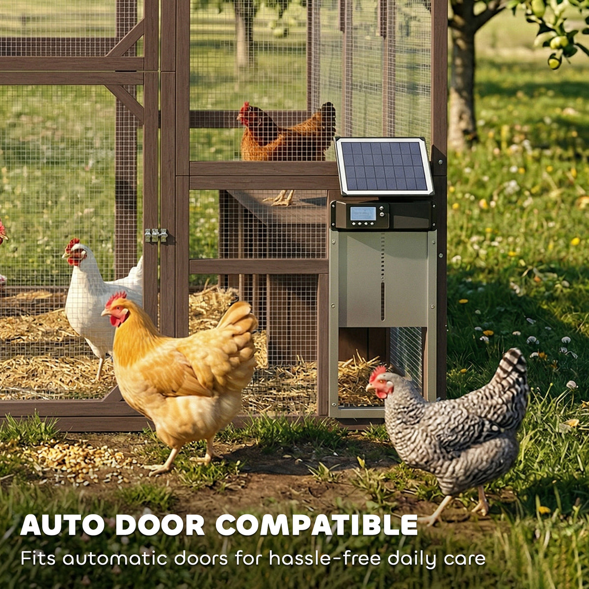 Large Wooden Chicken Coop for 8-10 Hens, Walk-in Chicken Run with Waterproof Cover, Nesting Boxes and Perches