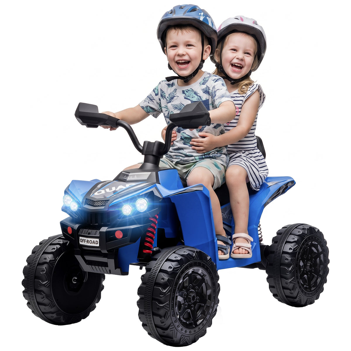 24V 2 Seater Ride On Toys, Kids ATV 4 Wheeler with Dual Motors, High & Low Speed for Boys Girls Aged 3-8 Years, Blue