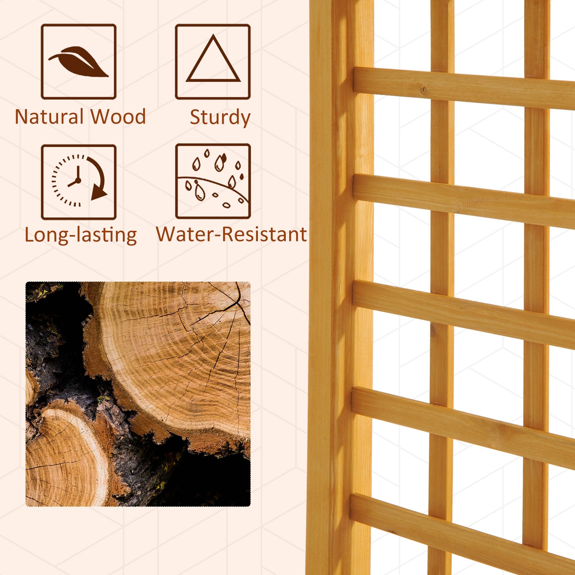 7.5' Fir Wood Round Outdoor Garden Pergola Style Arbor Arch Trellis - Wood - Image 7