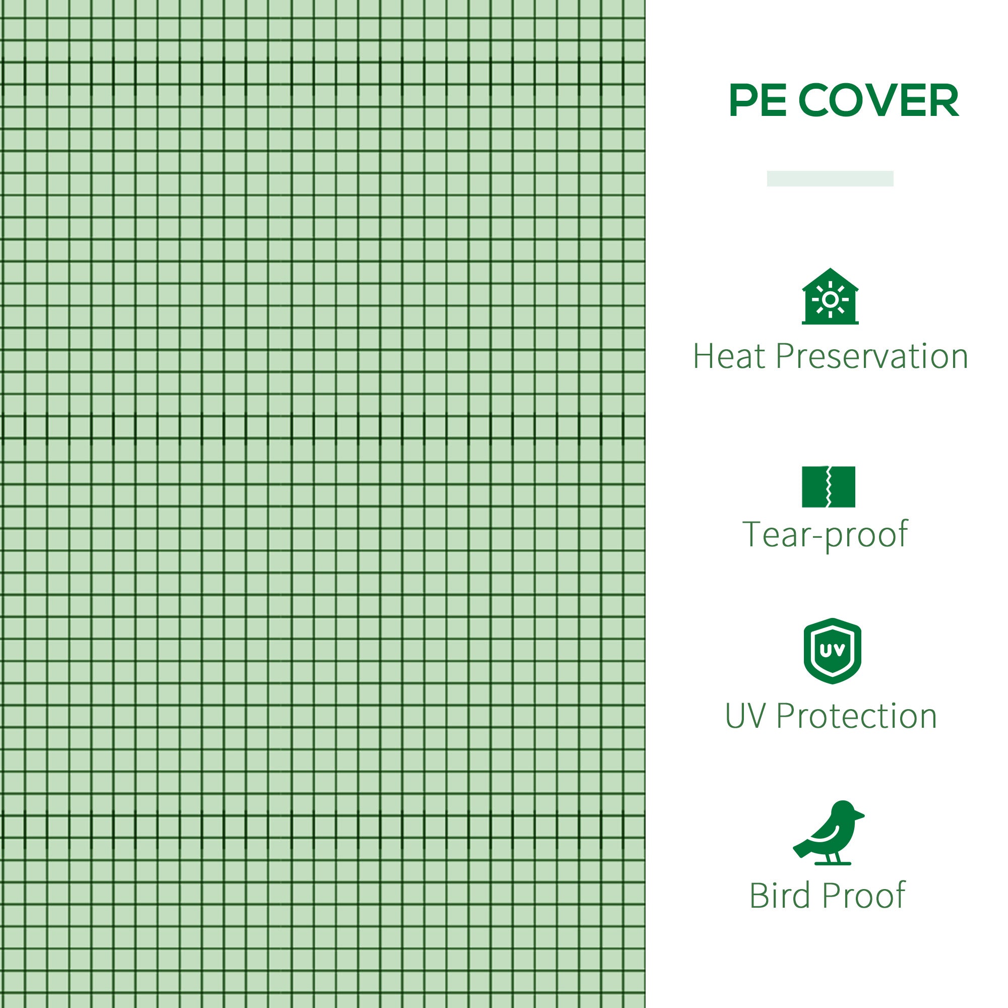 9.7' L x 3' W x 2.5' H Portable Tunneled Greenhouse with 3 Zippered Doors, Water/UV Fighting PE Cover - Green - Image 5