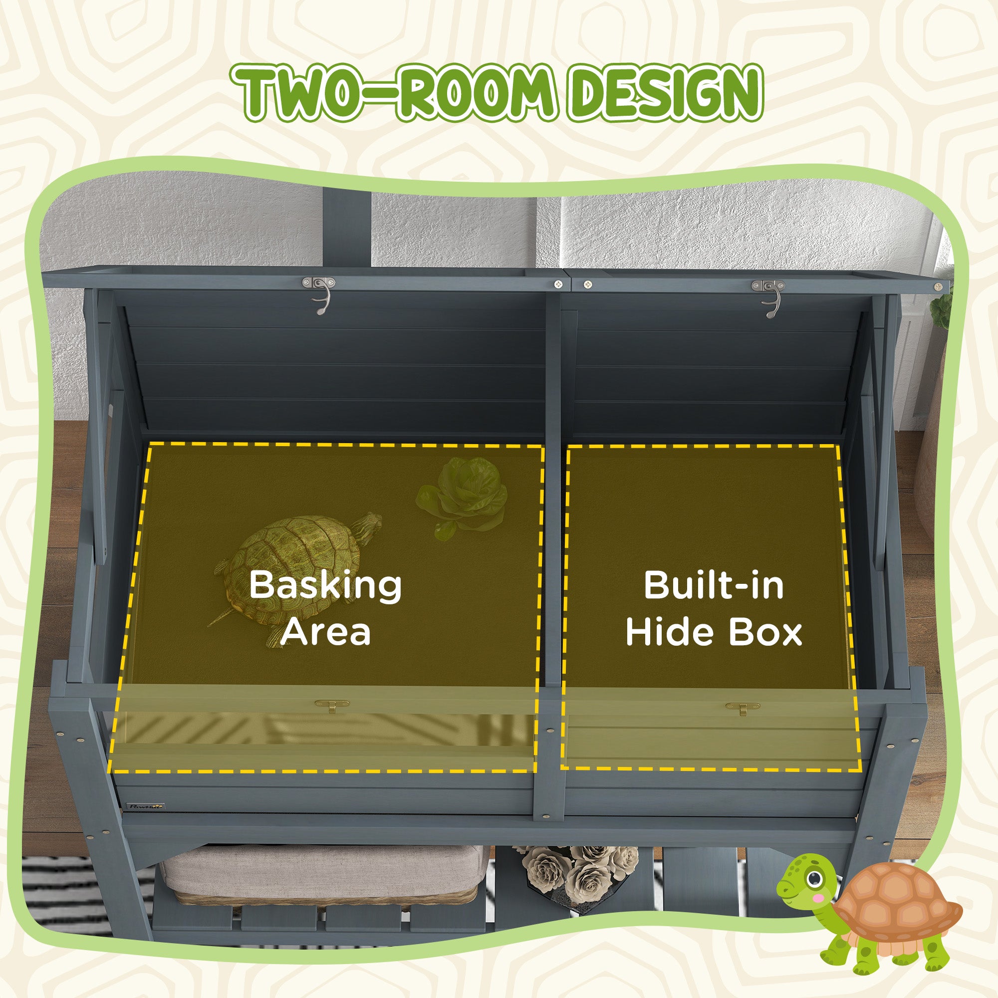 Tortoise Habitat with Shelf Storage Tortoise Gift Accessory with Weather Protection for Indoor, Gray - Gray - Image 4
