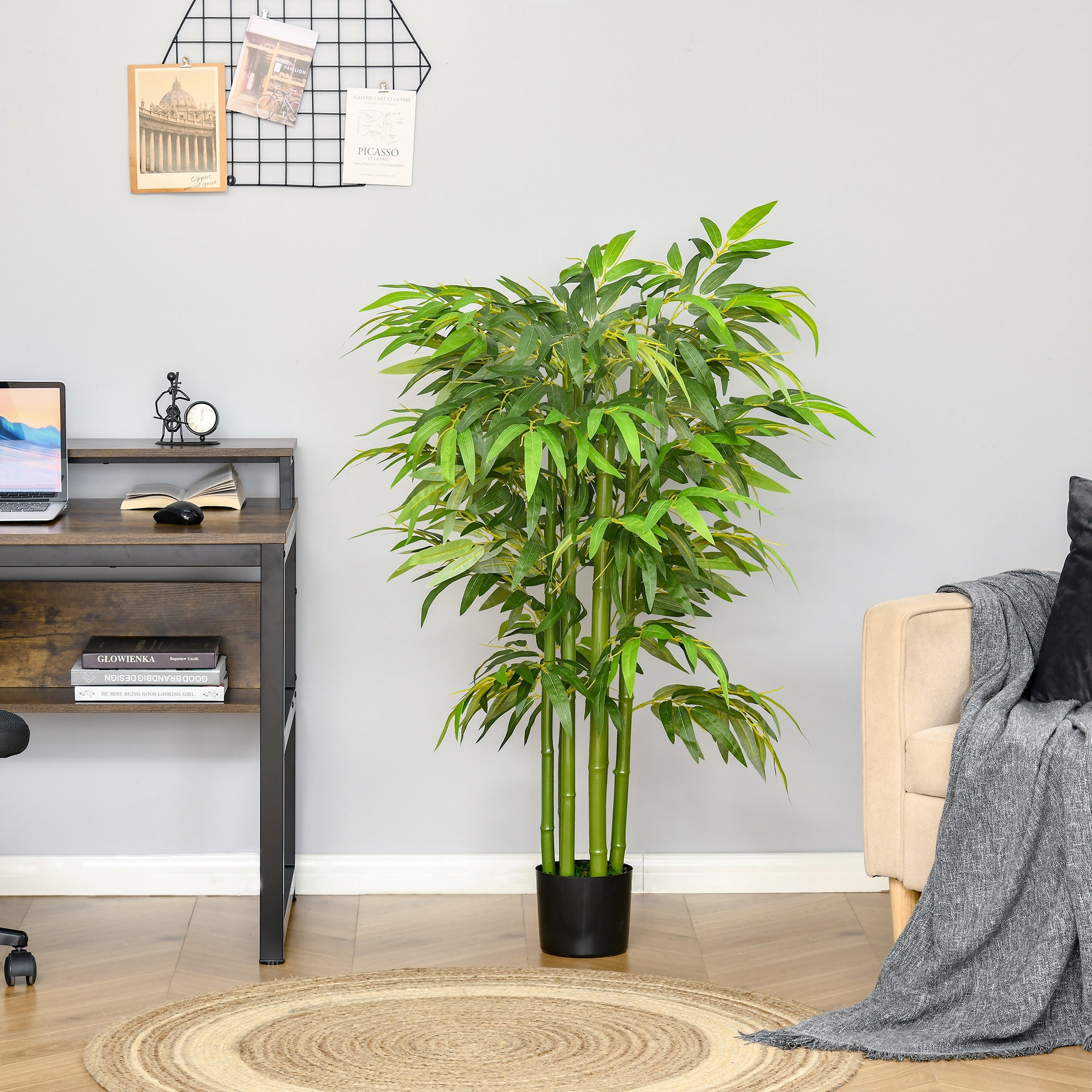 4.5FT Artificial Bamboo Tree, Decorative Faux Plant in Nursery Pot for Indoor or Decor