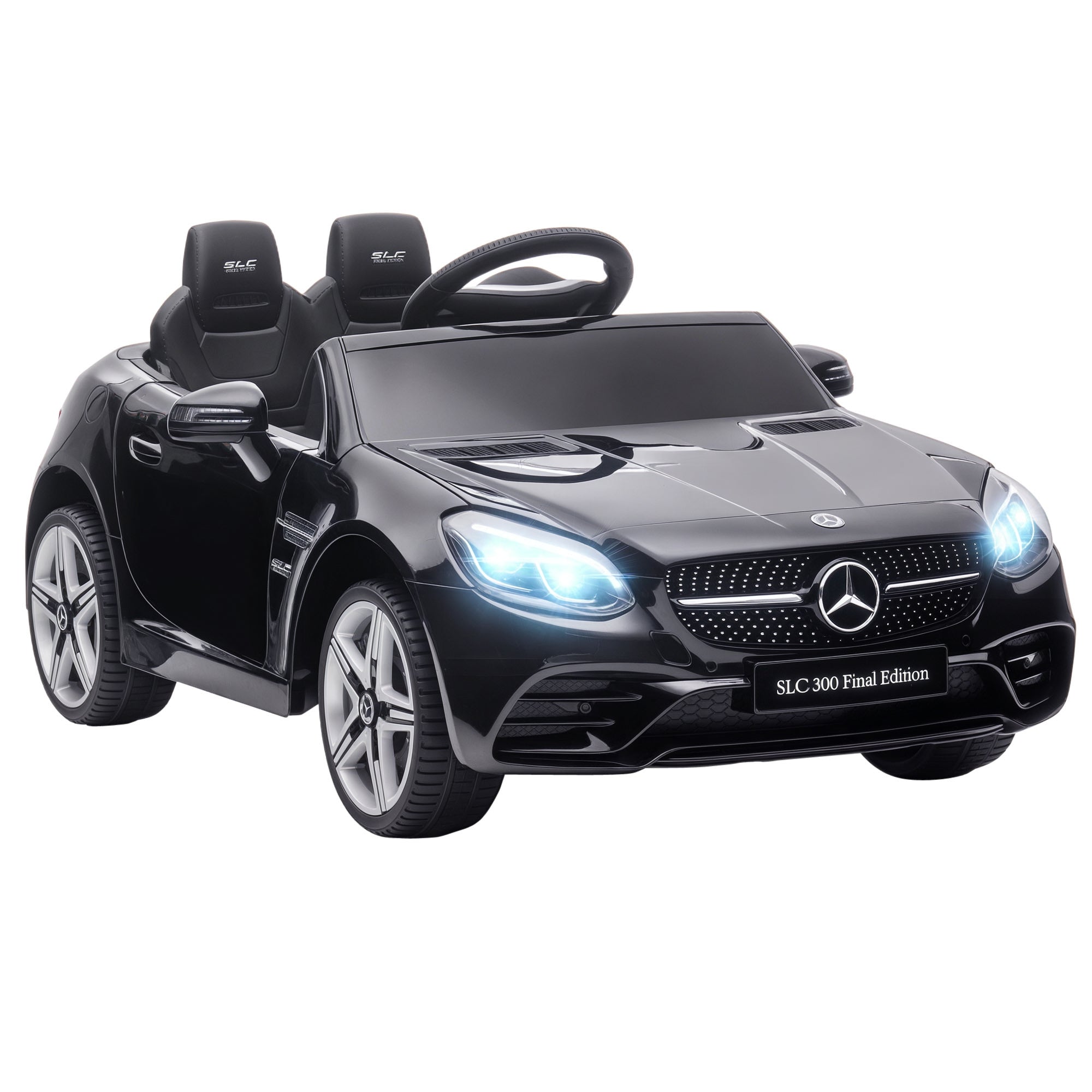 Mercedes SLC 300 Licensed Kids Electric Car with Remote Control, 12V Battery Powered Kids Ride on Car with Music, Lights, Suspension for 3-6 Years Old, Black