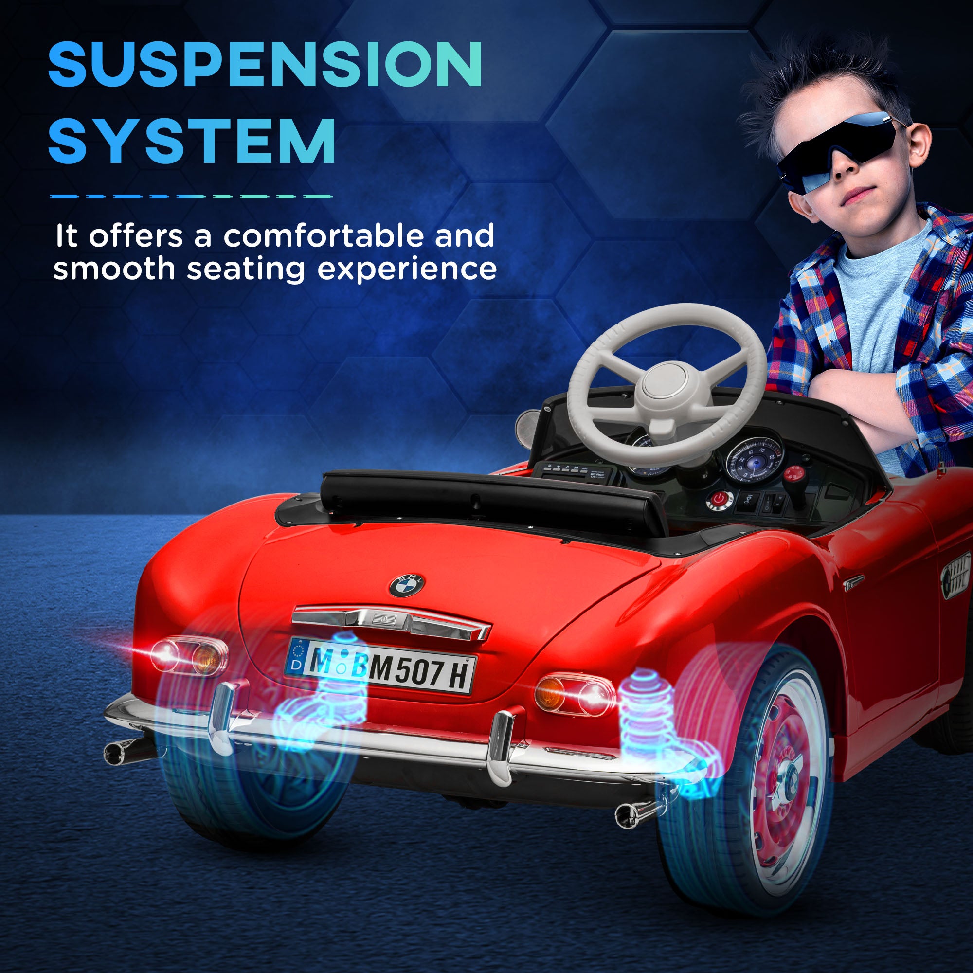 Licensed BMW 12V Kid Electric Ride On Car with Easy Transport, Red