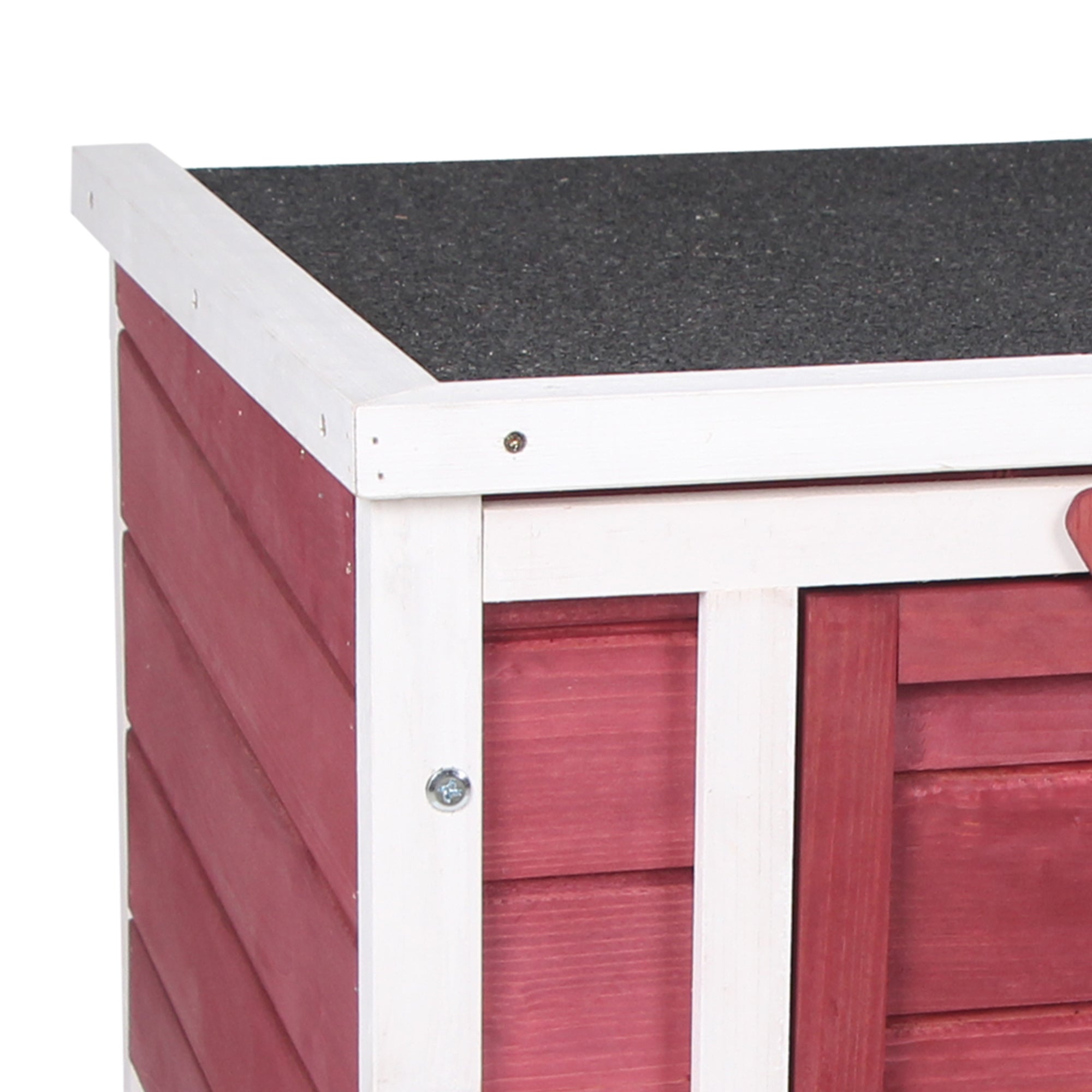 Small Wooden Rabbit Hutch Bunny Cage Guinea Pig Cage Duck House Dog House with Openable & Waterproof Roof, for Rabbits, Chickens, Ducks, Red - Red - Image 8
