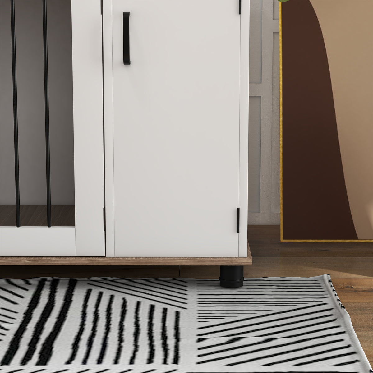 Dog Crate Furniture Side End Table Indoor w/ Storage, Double Doors