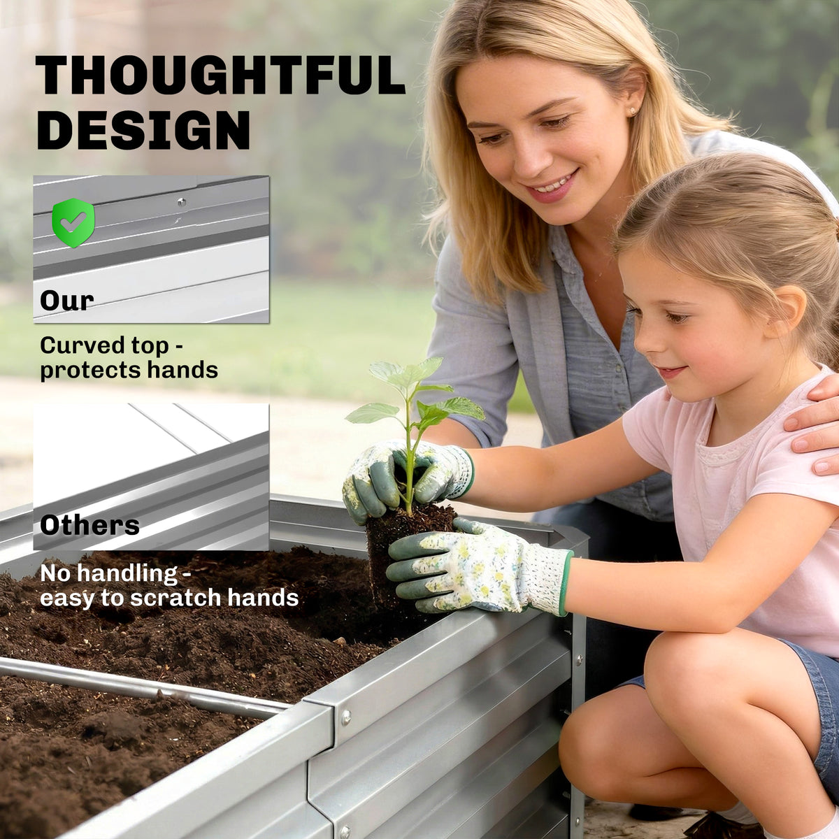 Galvanized Raised Garden Bed, 4' x 2' x 1' Metal Planter Box, for Growing Vegetables, Flowers, Herbs, Succulents, Green