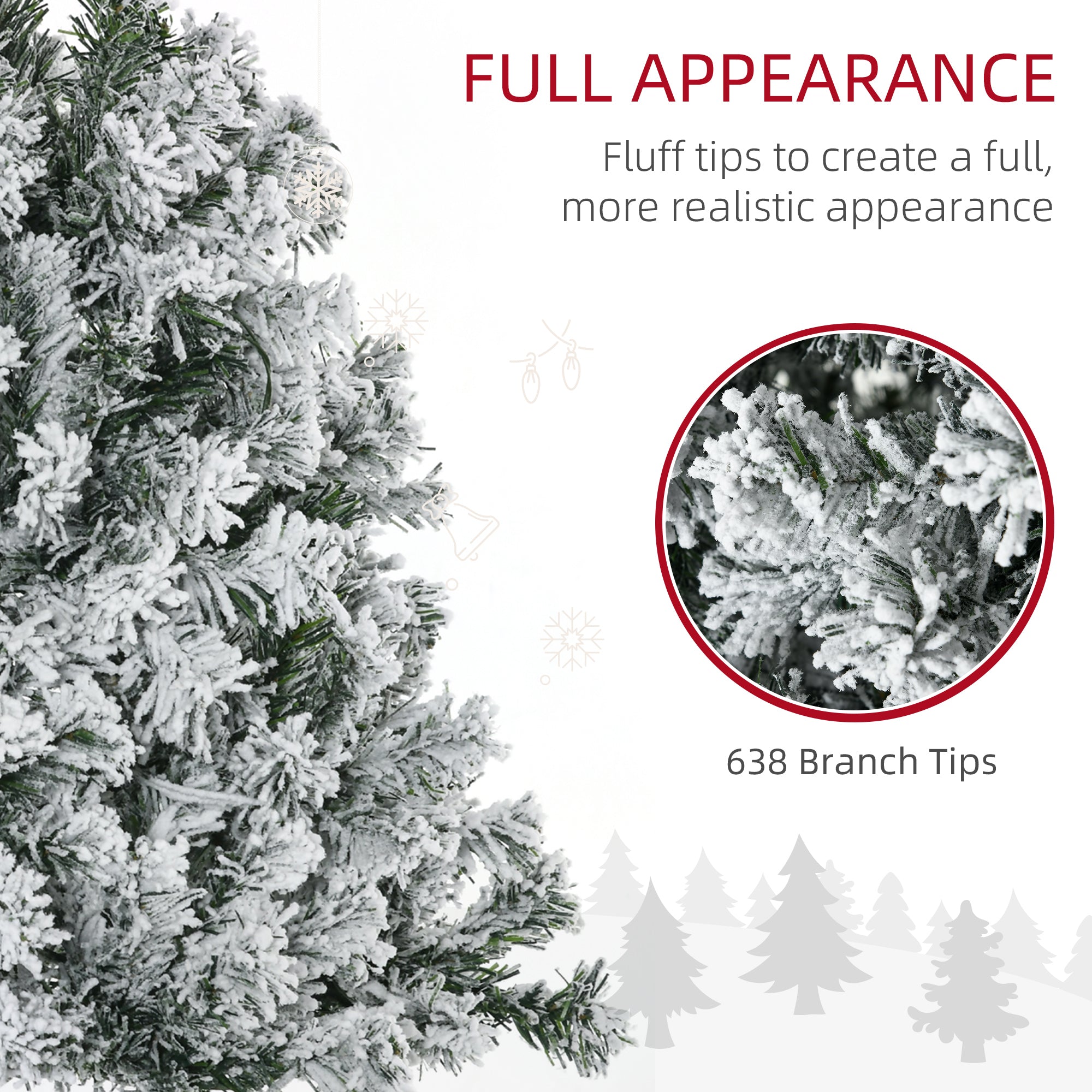 6' Prelit Artificial Flocked Christmas Trees, with Snow Frosted Branches, Warm White LED Lights, Auto Open