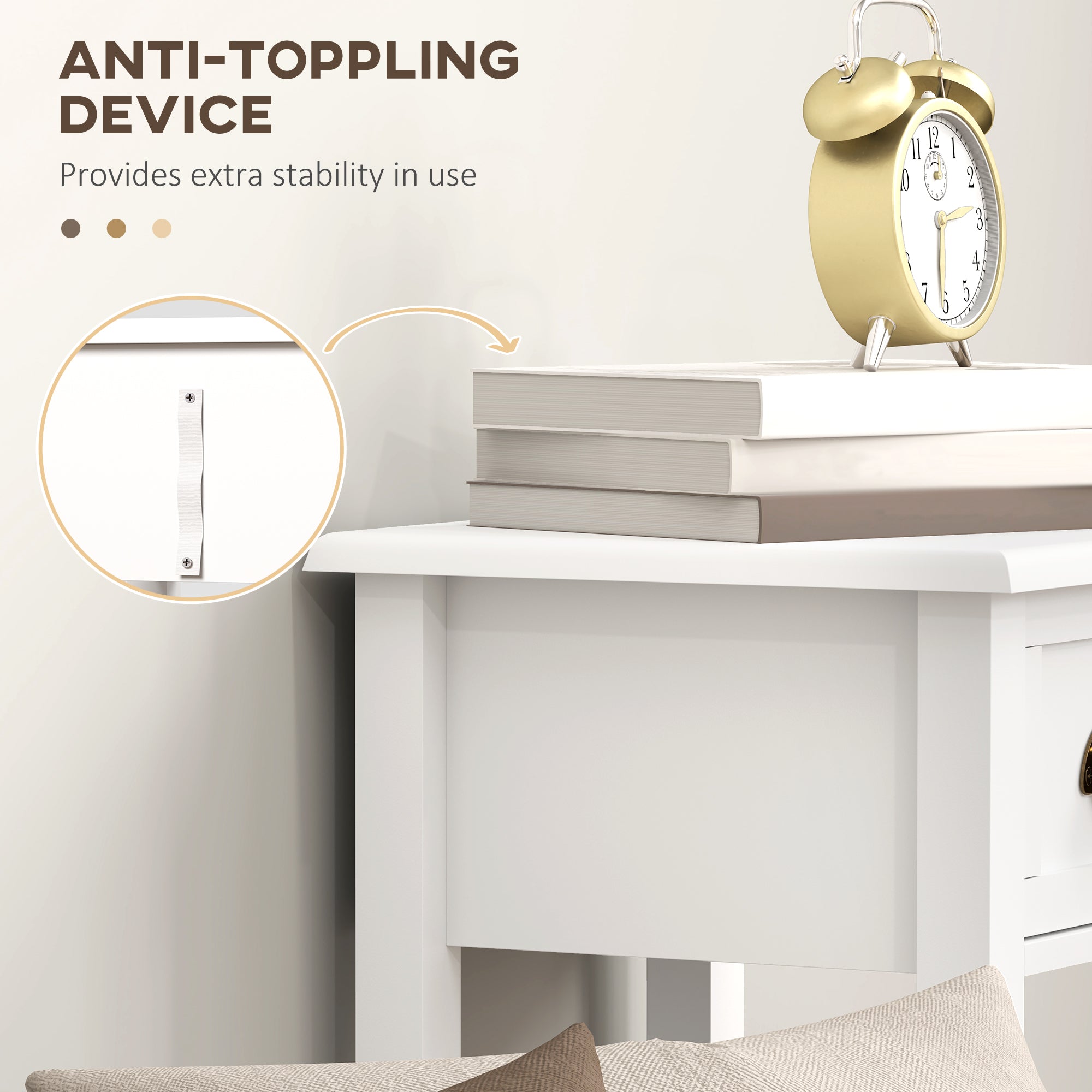2-Tier Side Tables Set of 2 with Drawer and Shelf, 2 Pieces End Tables for Living Room and Hallway, White