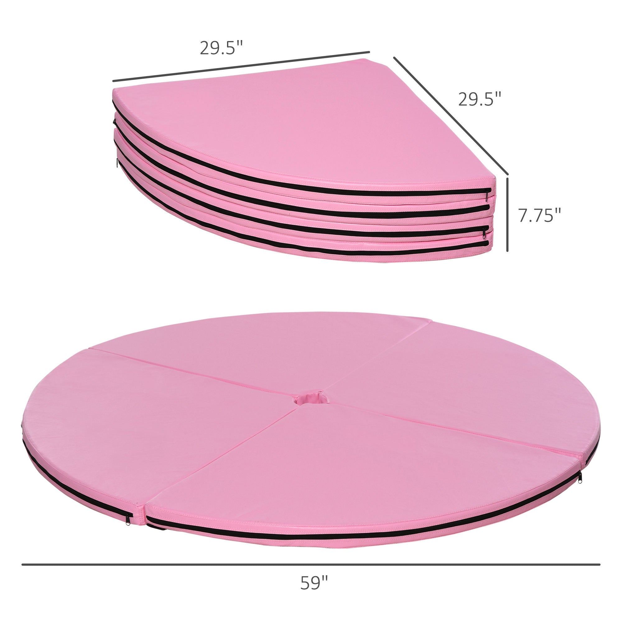 Pole Dance Mat, 2"T x 5'W Folding Pole Crash Mat for Home, Lightweight and Foldable, Pink