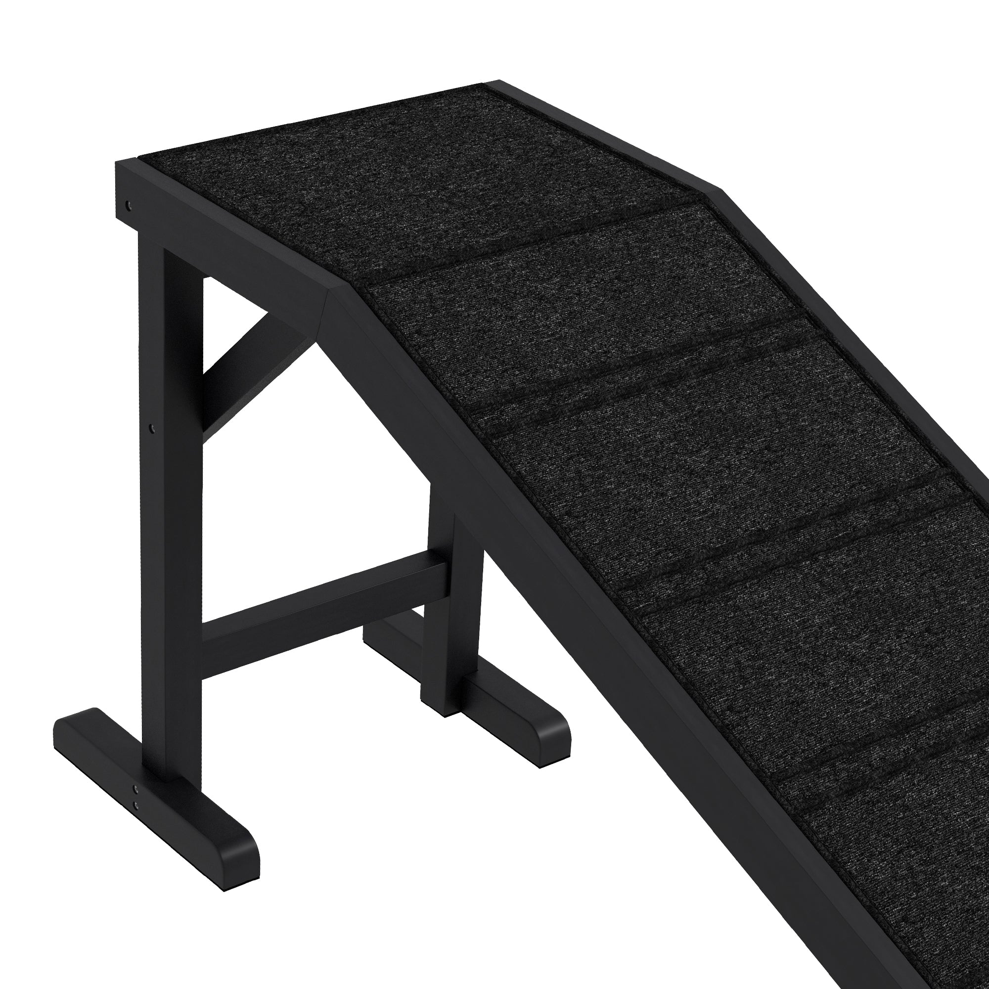 Dog Ramp w/ Non-Slip Carpet and Top Platform, 74" x 16" x 25", Black - Black - Image 8