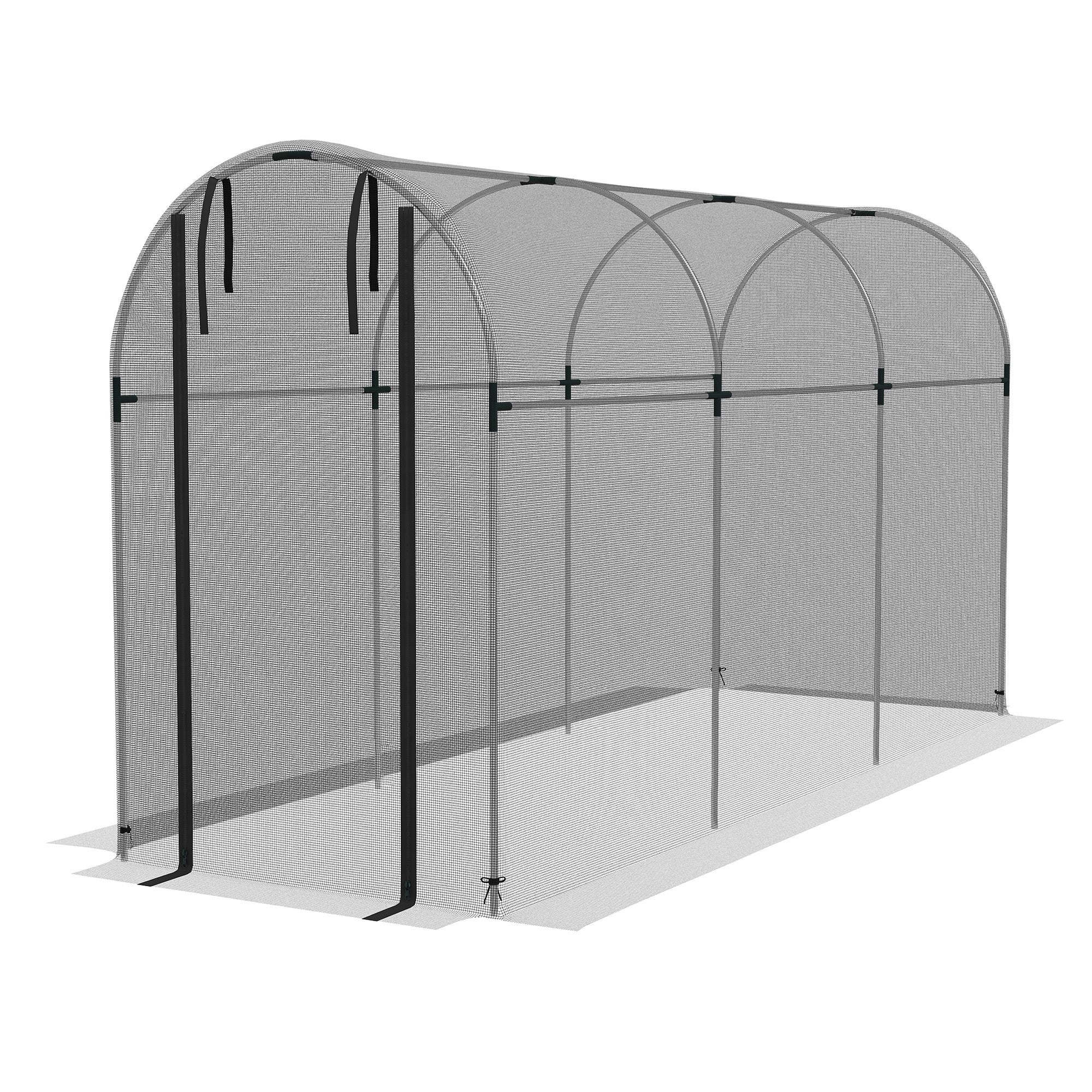 Galvanized Steel Crop Cage, Plant Protection Tent with Zippered Door, 4' x 12', Black - Black