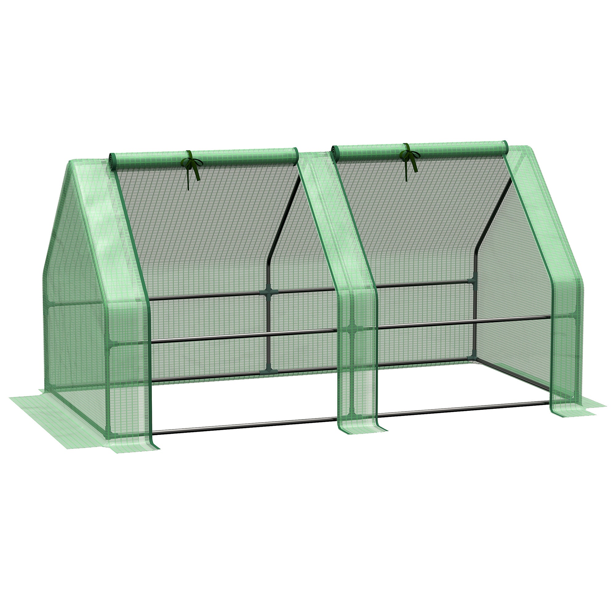 6' x 3' x 3' Mini Greenhouse with Zippered Doors & Roll-up Windows, Portable Plant Hot House with Durable PE Cover, Water Resistant, UV Protected for Outdoor Flowers, Vegetables, Green - Green
