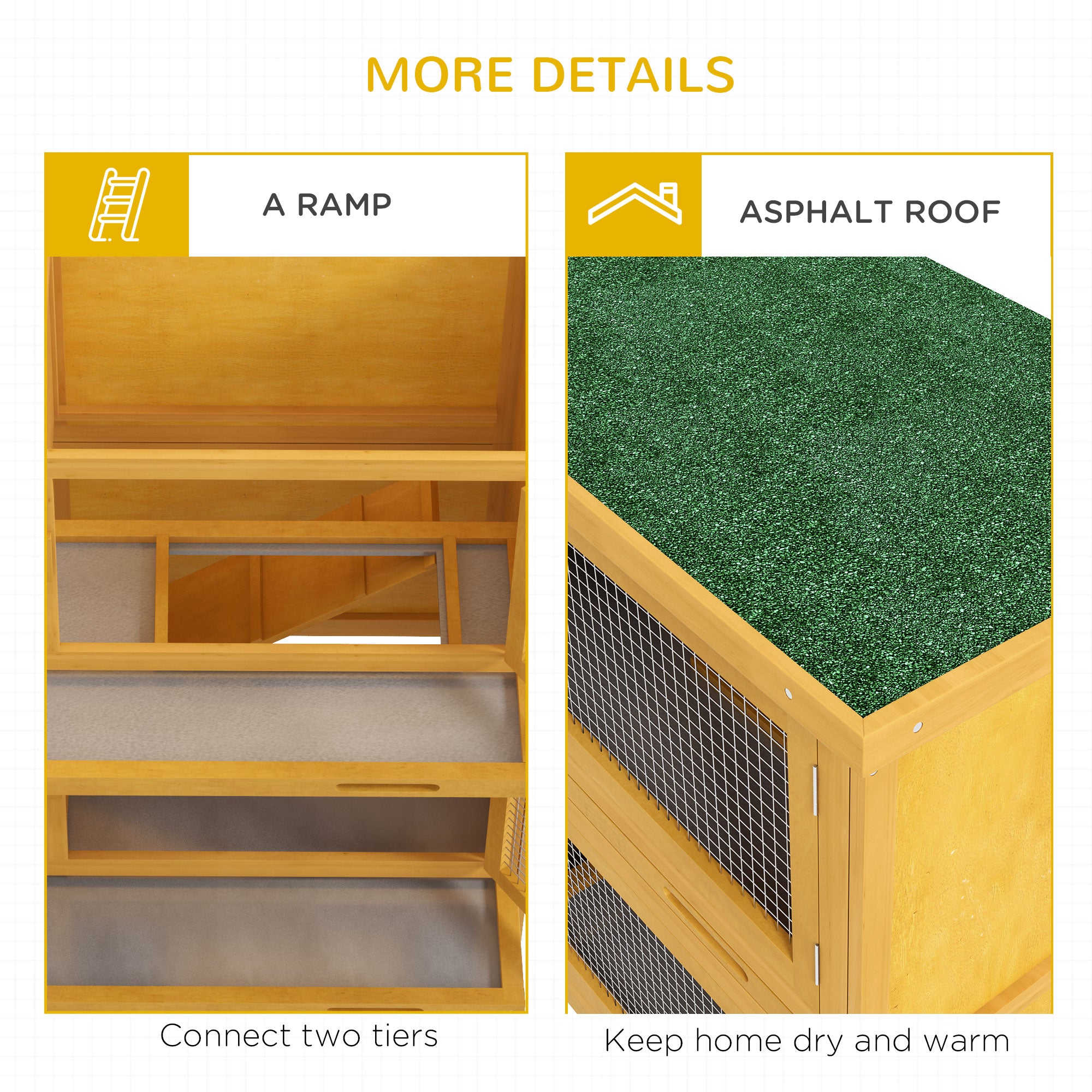 Wooden Bunny Hutch with Ramp, Indoor/Outdoor, Yellow - Yellow - Image 7