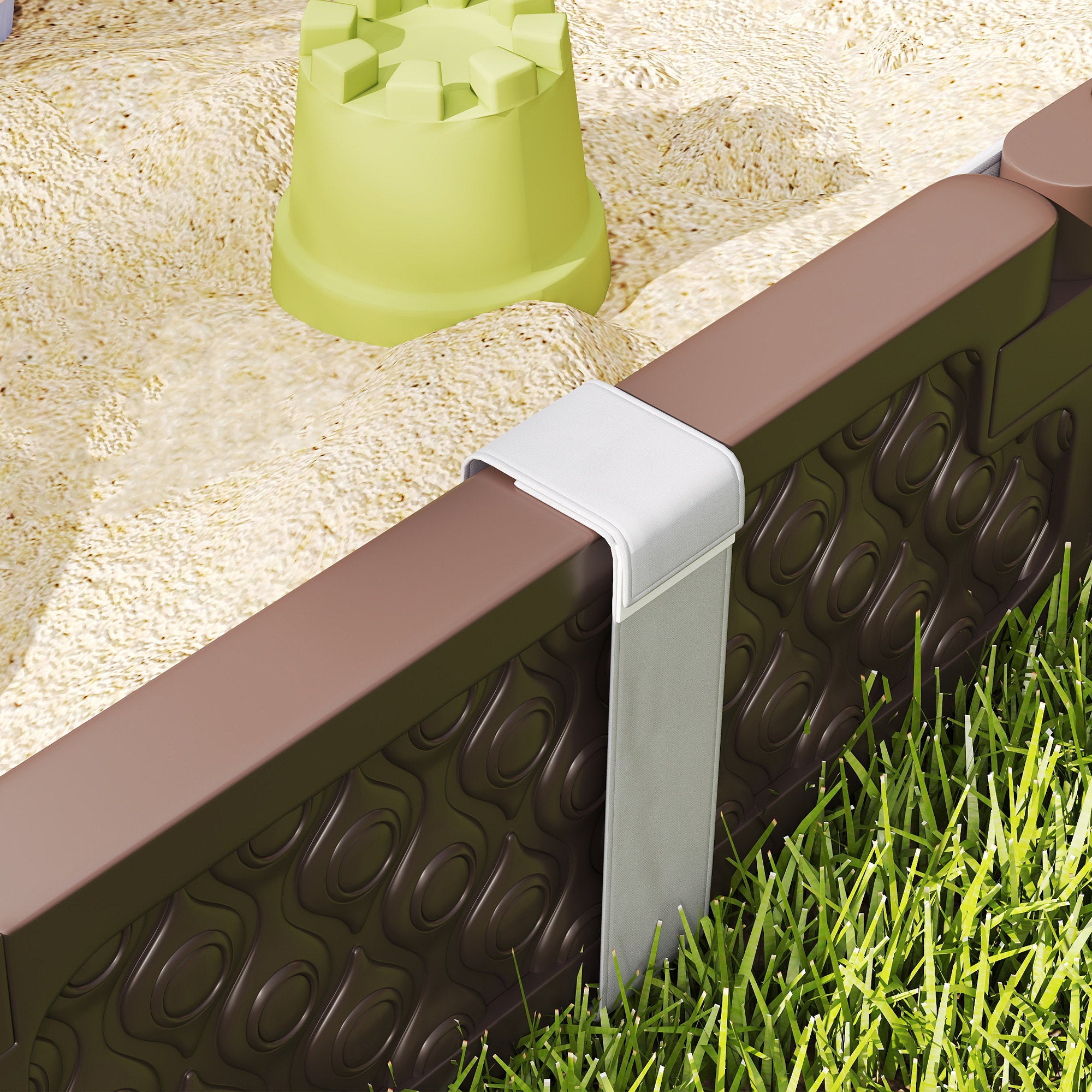 Kids Sandbox with Cover, 4 Corner Seats, Bottom Liner for Backyard, Garden, Outdoor, 47" x 47" x 9", Dark Brown