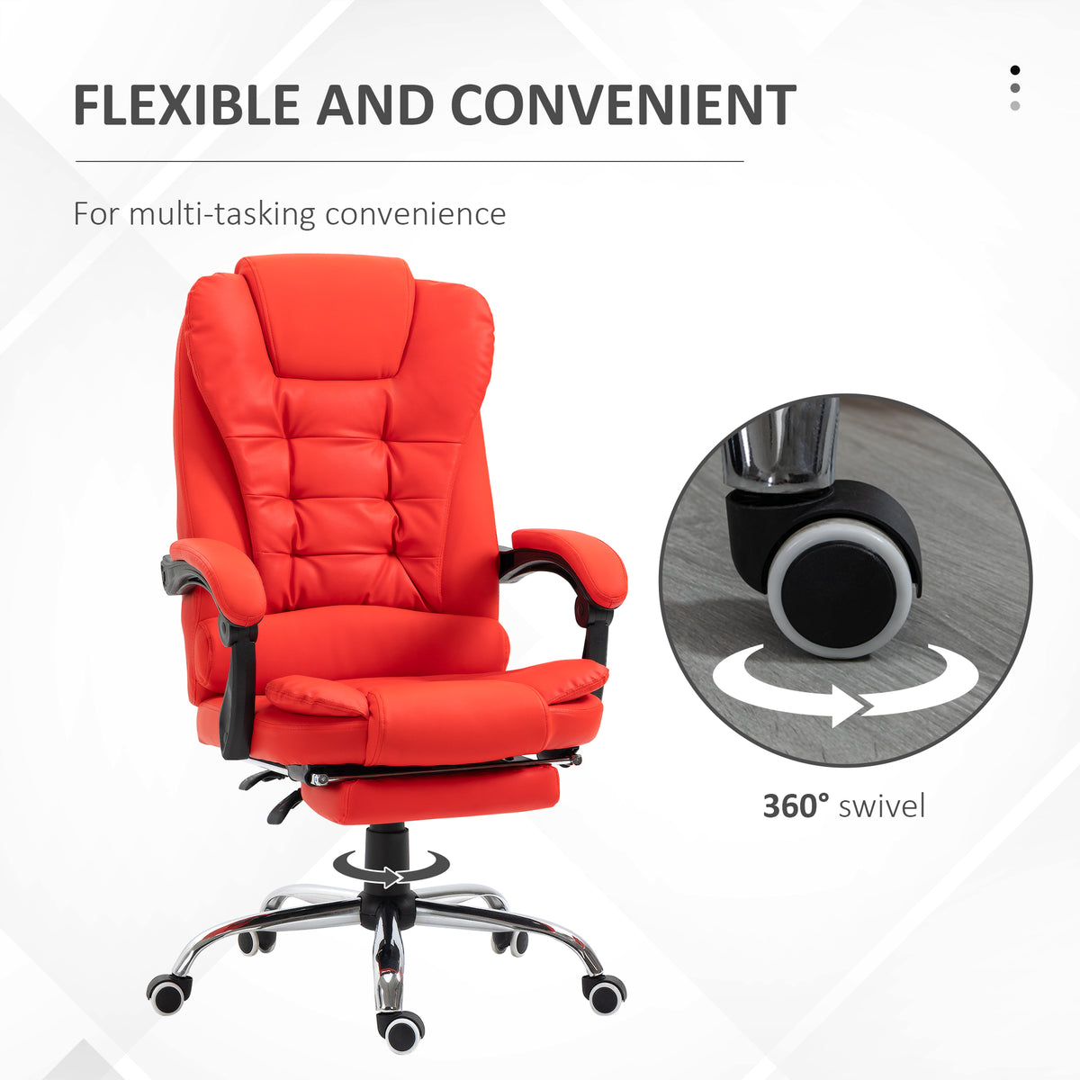 Executive Office Chair, High Back Reclining Computer Chair with Footrest and Armrest, Red