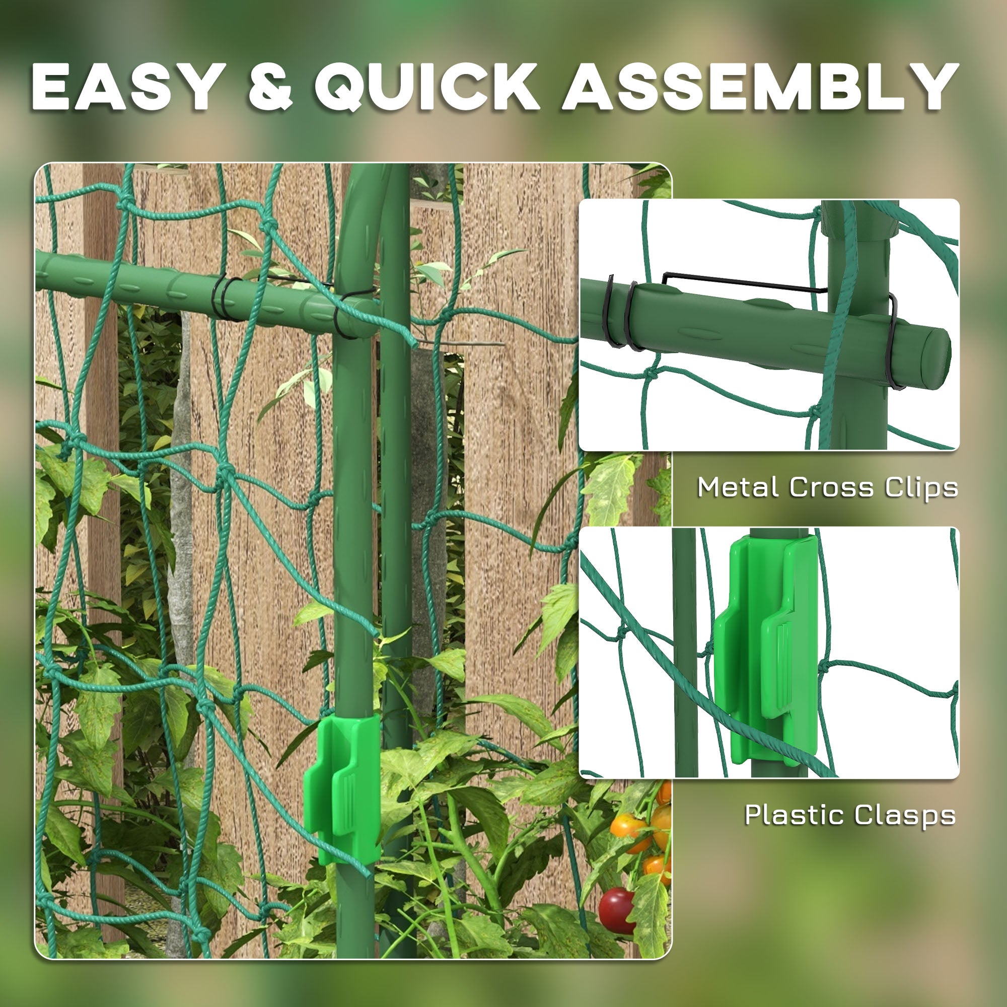 Metal Garden Trellis, Arch Trellis for Climbing Plants Outdoor, A-Frame, with Climbing Net, 17" x 72" x 72", Green - Green - Image 5