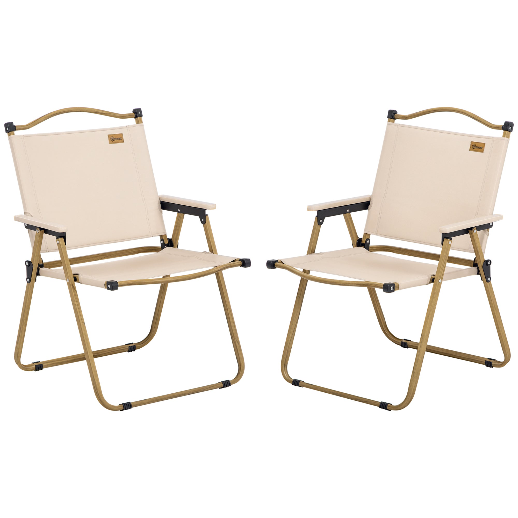 2 Pack Folding Camping Chair, Portable Beach Chairs Armchairs, Perfect for Festivals, Fishing, Picnic and Hiking, Khaki