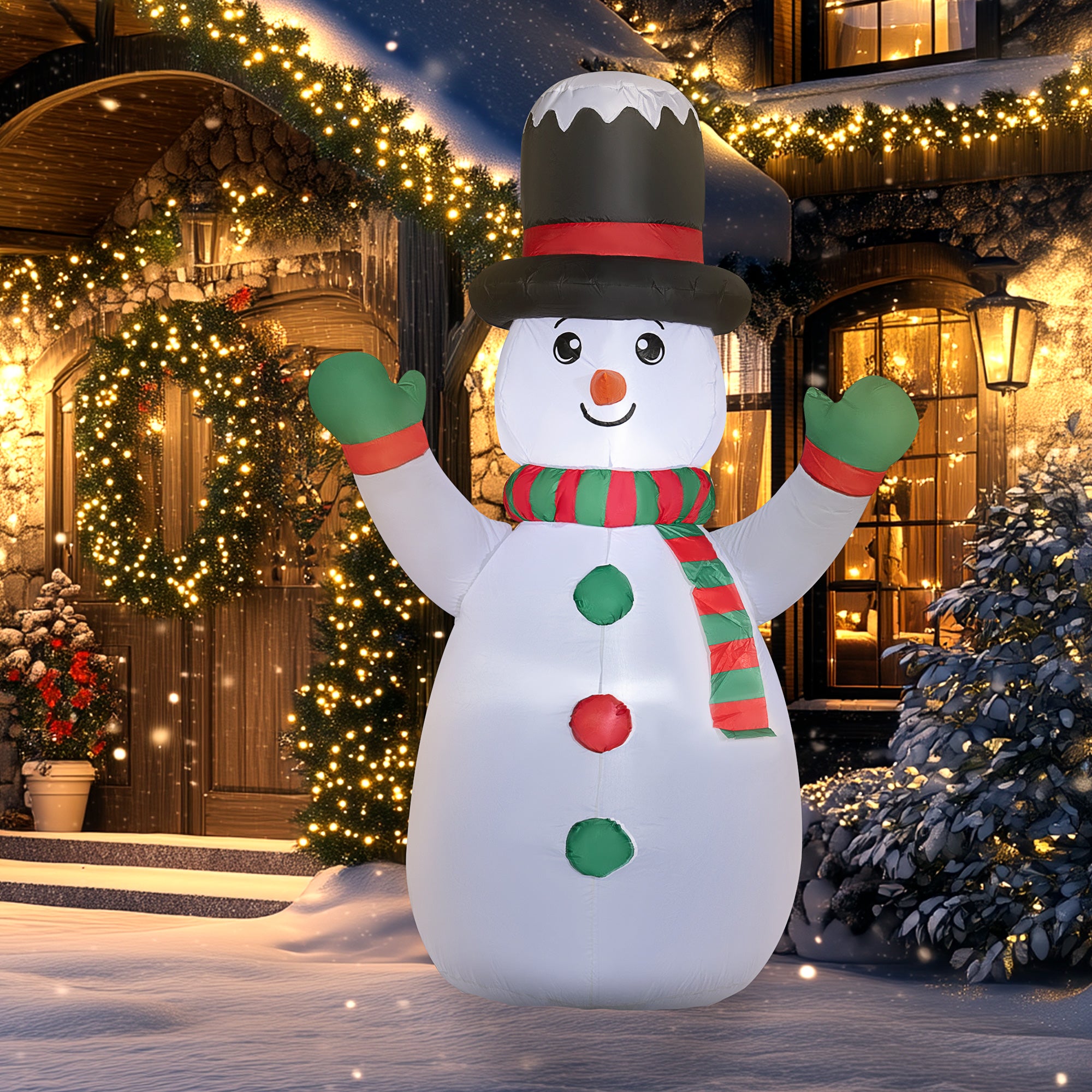 6 FT Christmas Inflatable Snowman, Xmas Blow Up Snowman with LED Lights for Indoor, Outdoor, Lawn, Garden, Party