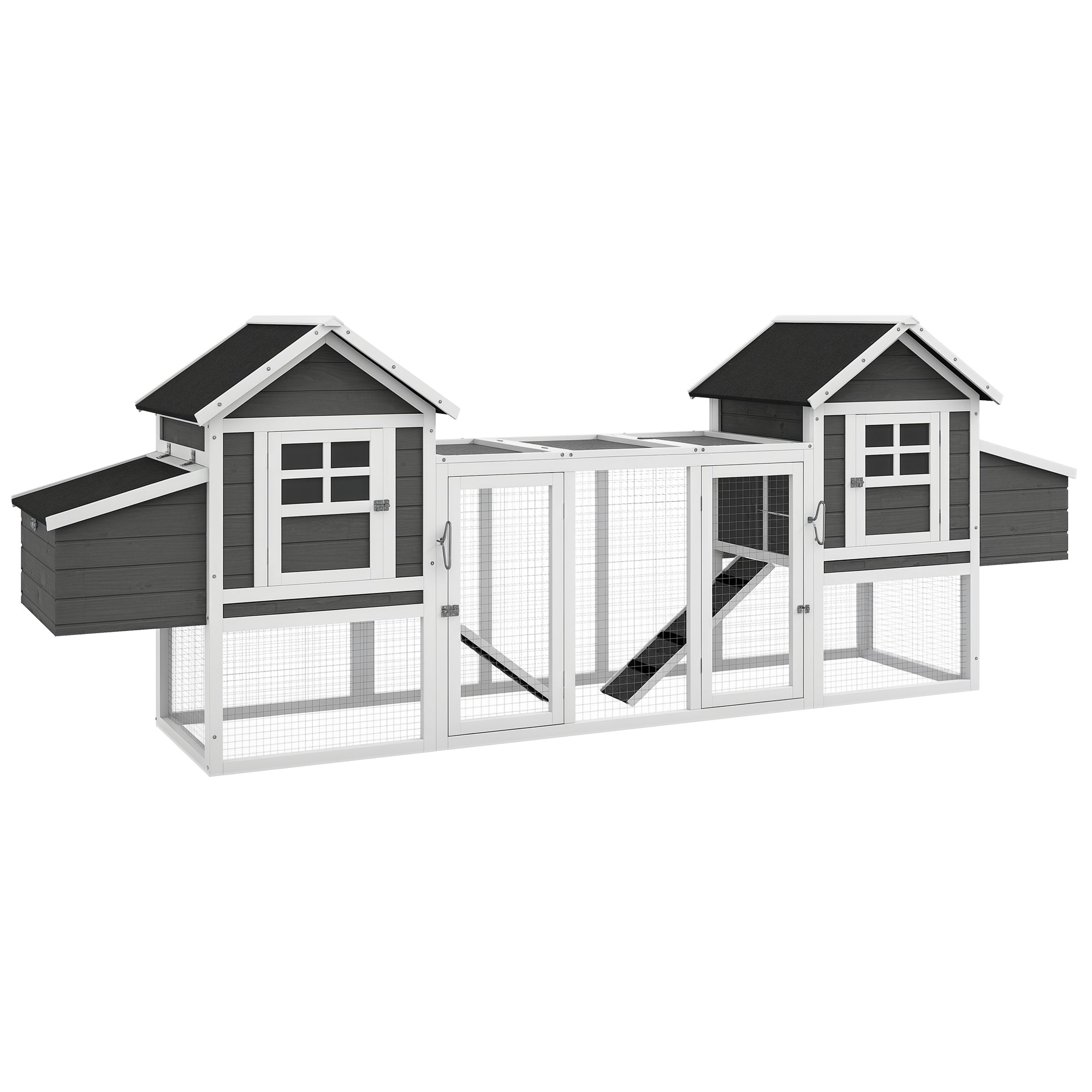 124" Dual Chicken Coop, Large Chicken House, Gray - Dark Gray